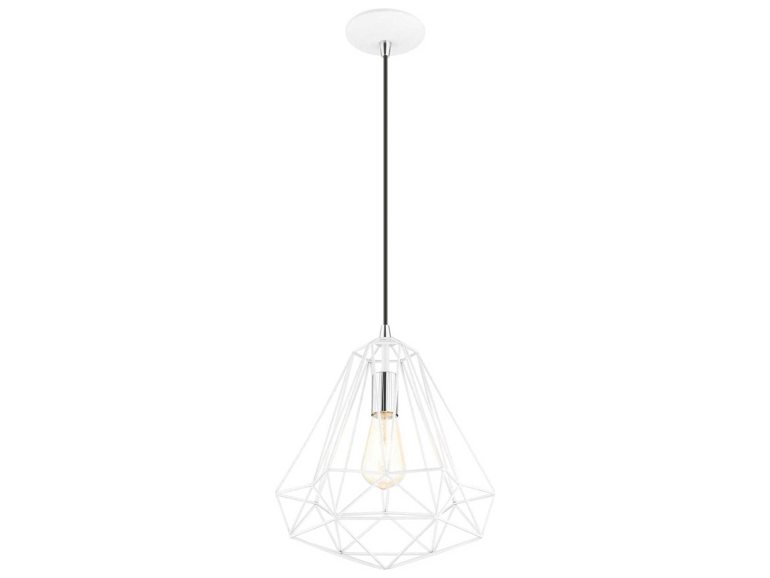 Livex Lighting Geometric 1-Light Shiny White Pendant