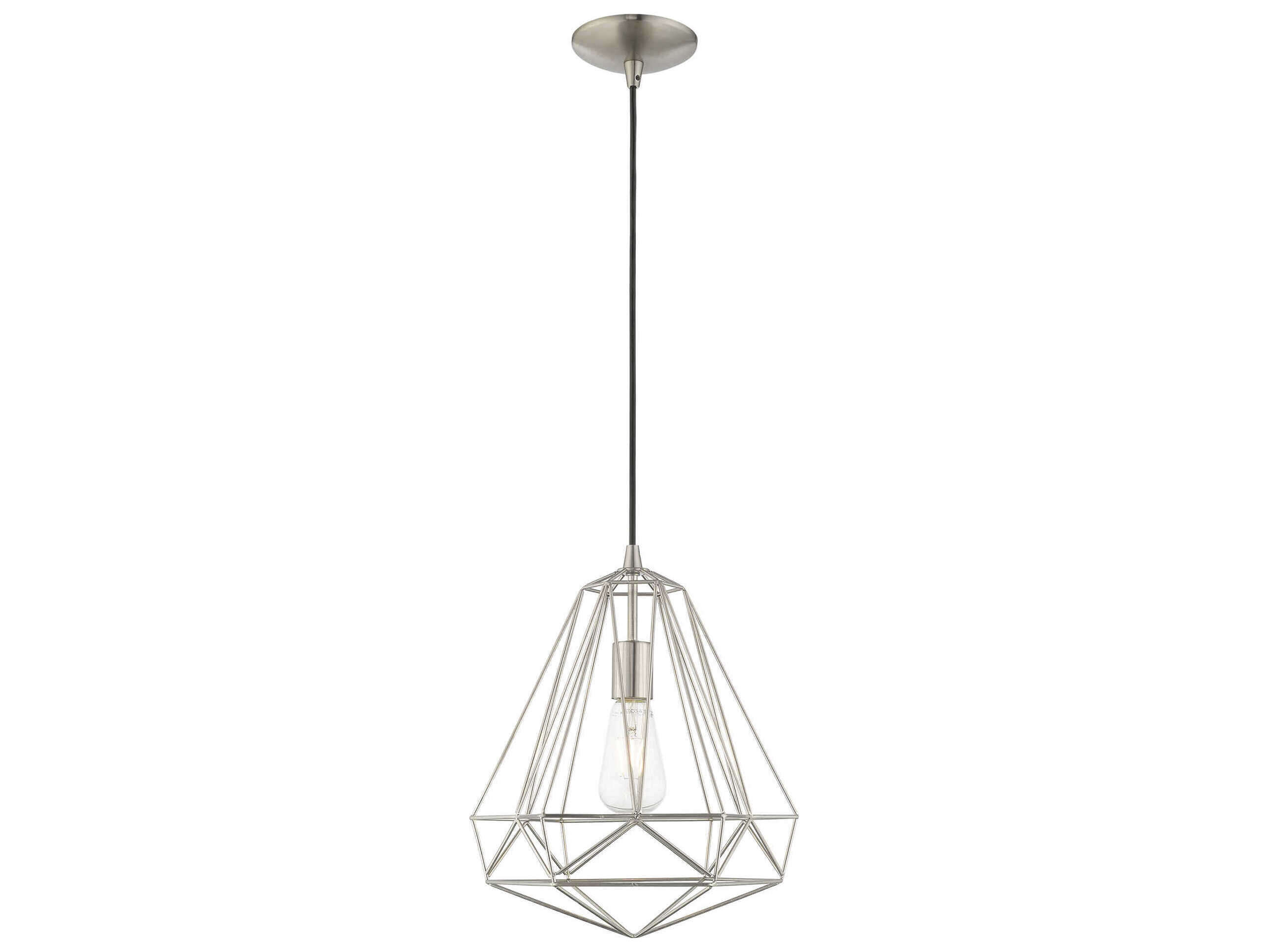 Livex Lighting Geometric 1-Light Brushed Nickel Pendant
