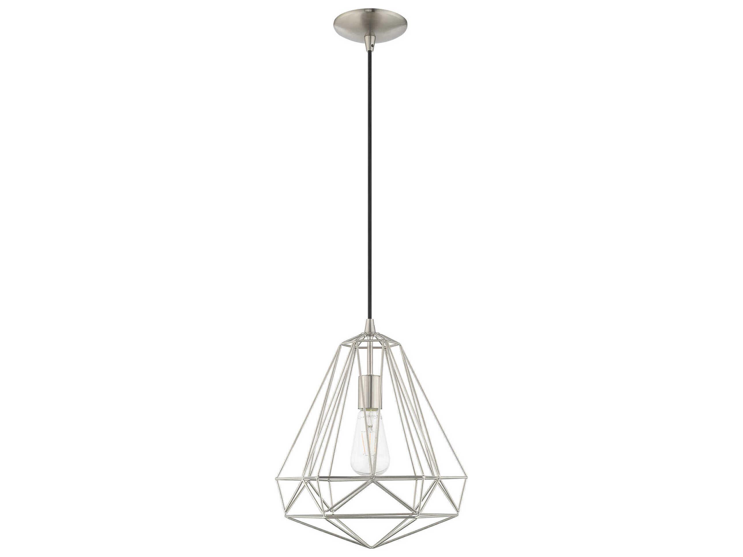 Livex Lighting Geometric 1-Light Brushed Nickel Pendant