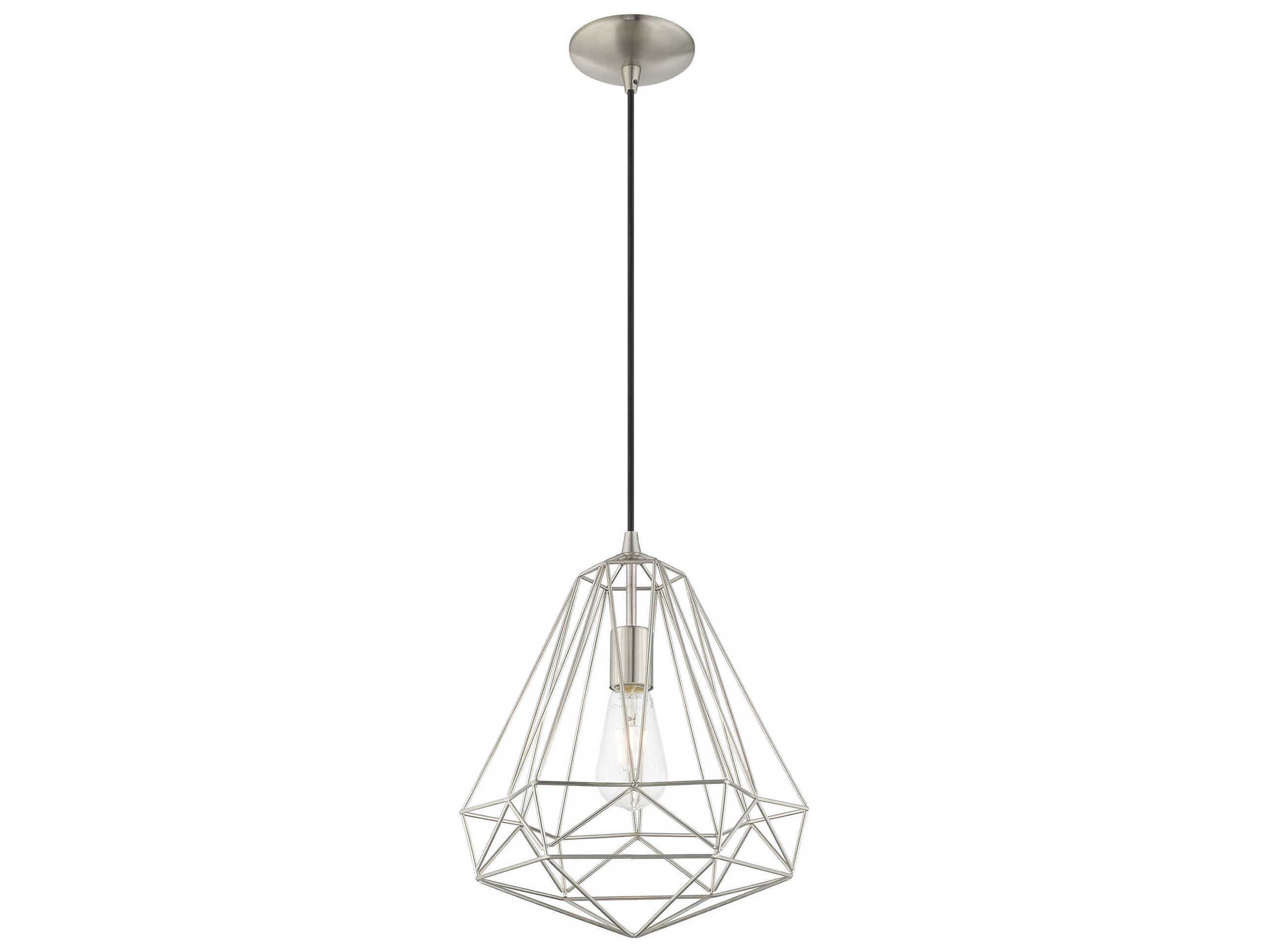 Livex Lighting Geometric 1-Light Brushed Nickel Pendant
