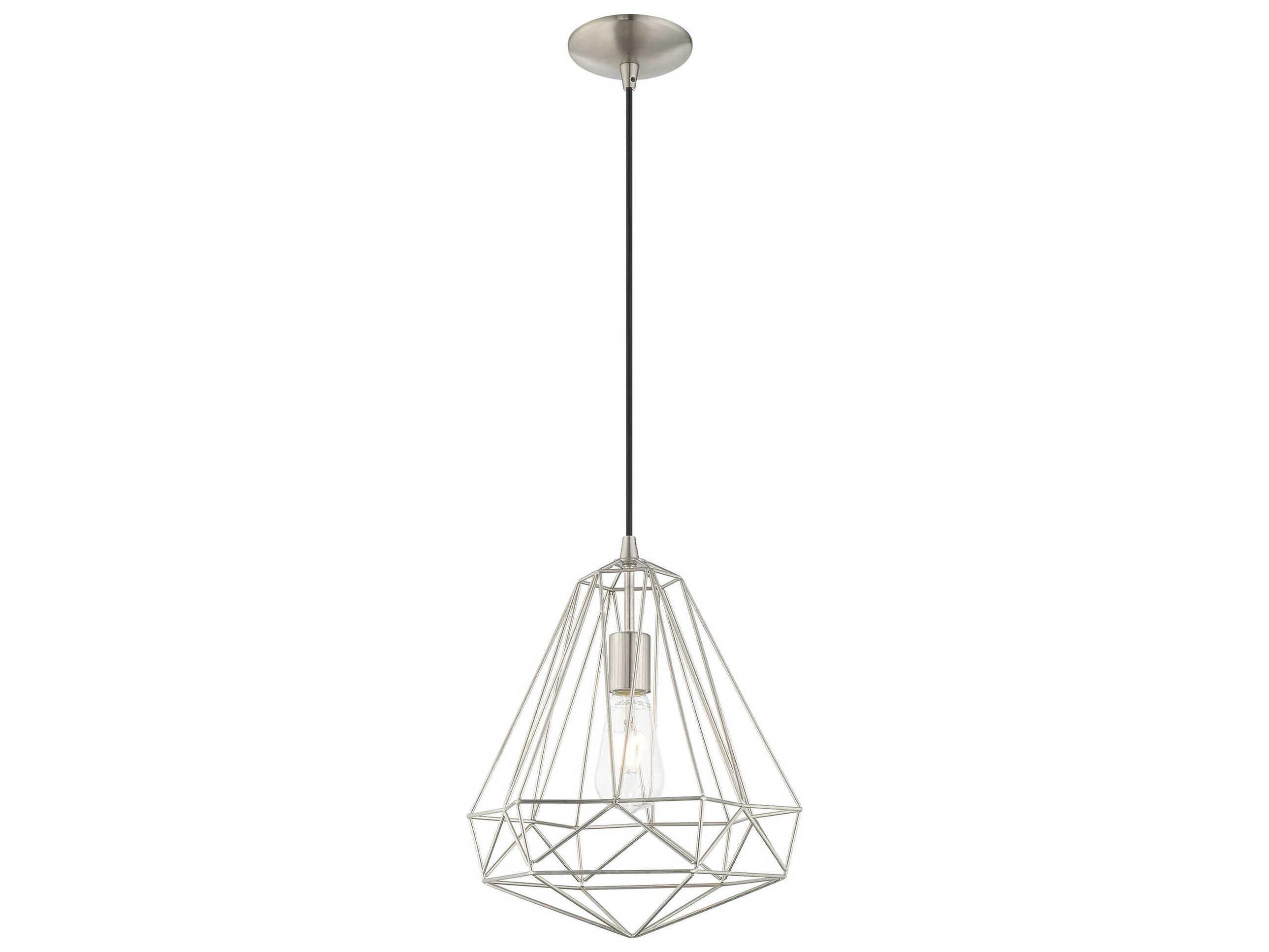 Livex Lighting Geometric 1-Light Brushed Nickel Pendant