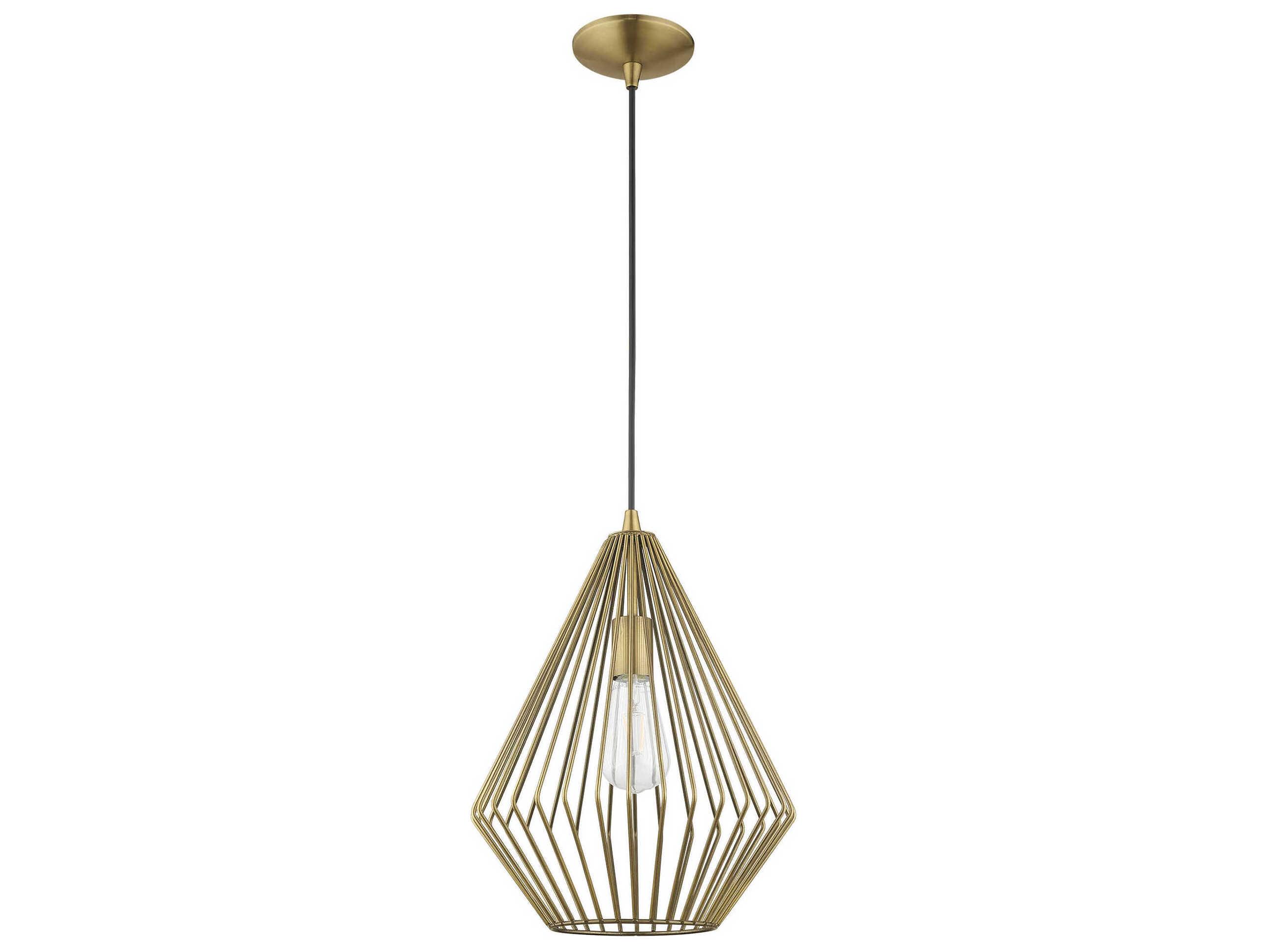 Livex Lighting Geometric 1-Light Antique Brass Mini Pendant