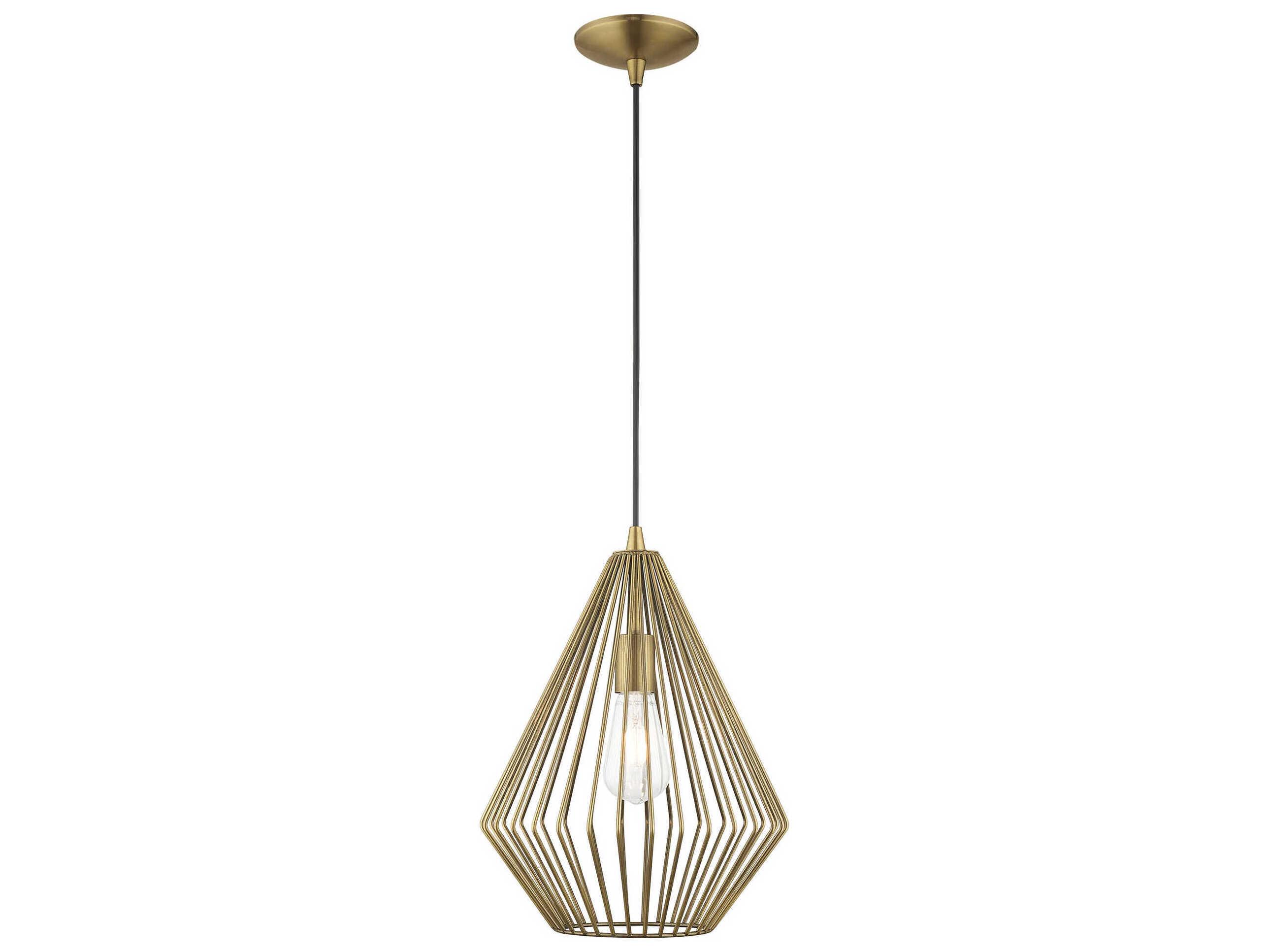 Livex Lighting Geometric 1-Light Antique Brass Mini Pendant