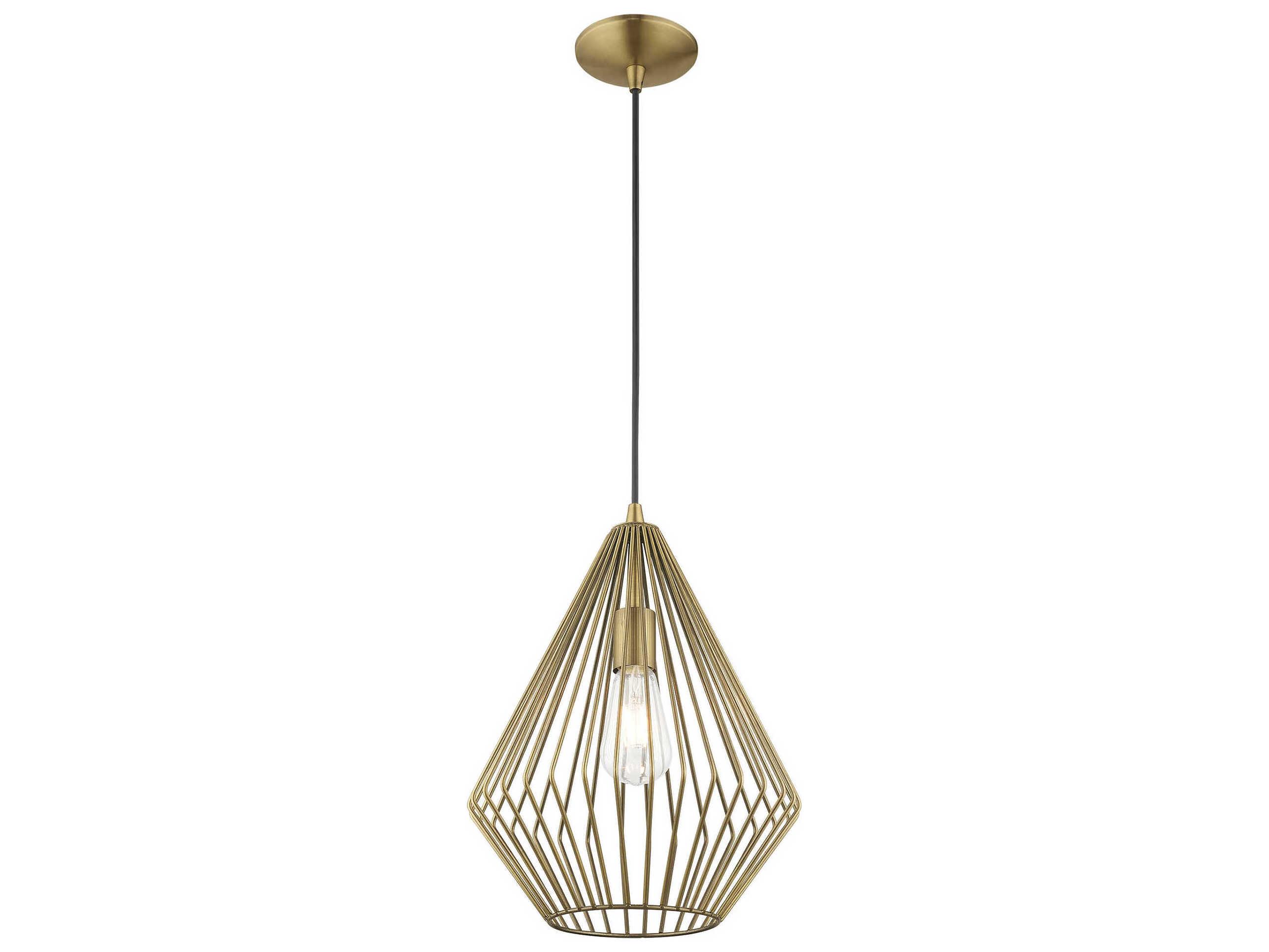 Livex Lighting Geometric 1-Light Antique Brass Mini Pendant