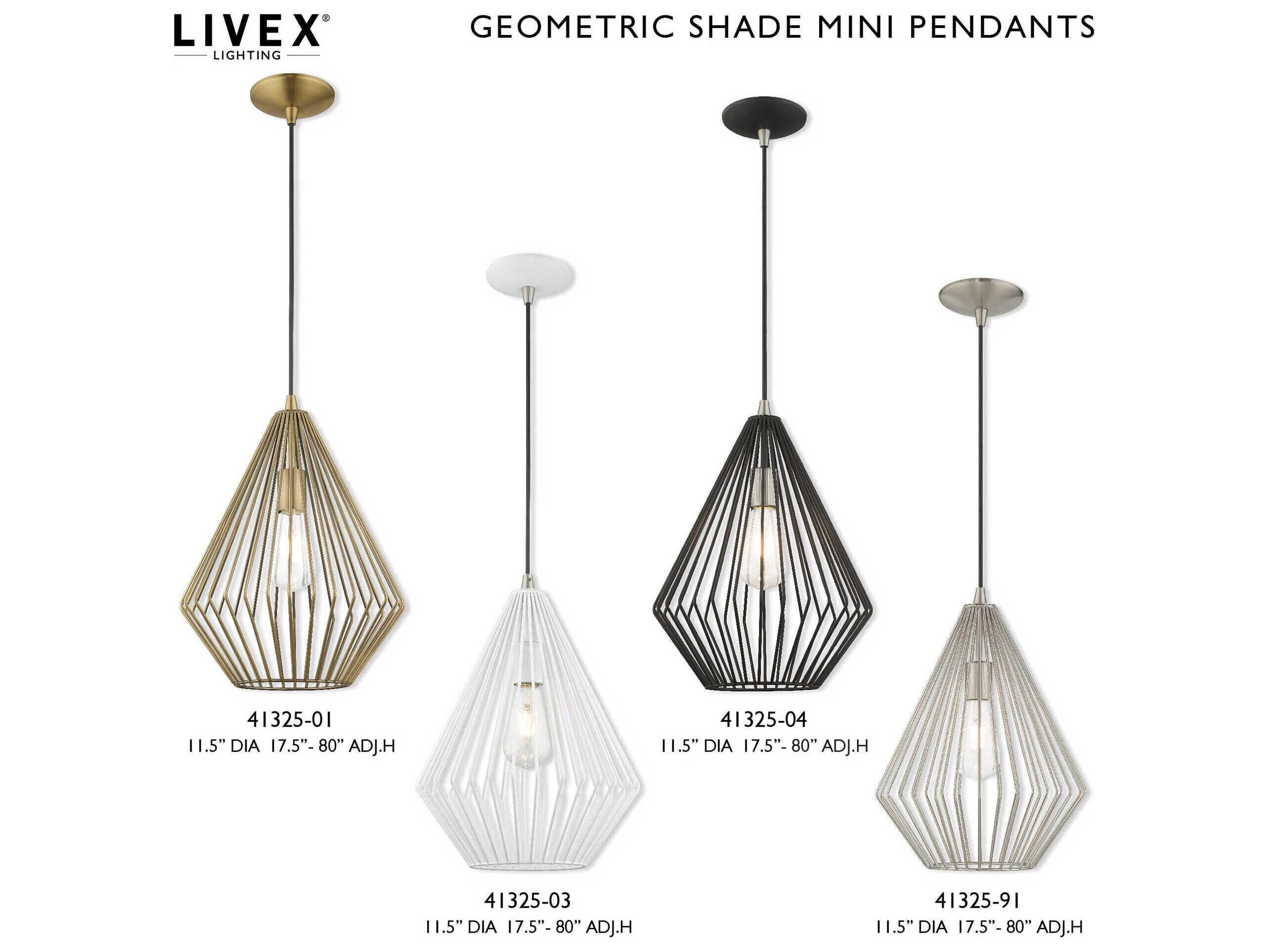 Livex Lighting Geometric 1-Light Antique Brass Mini Pendant