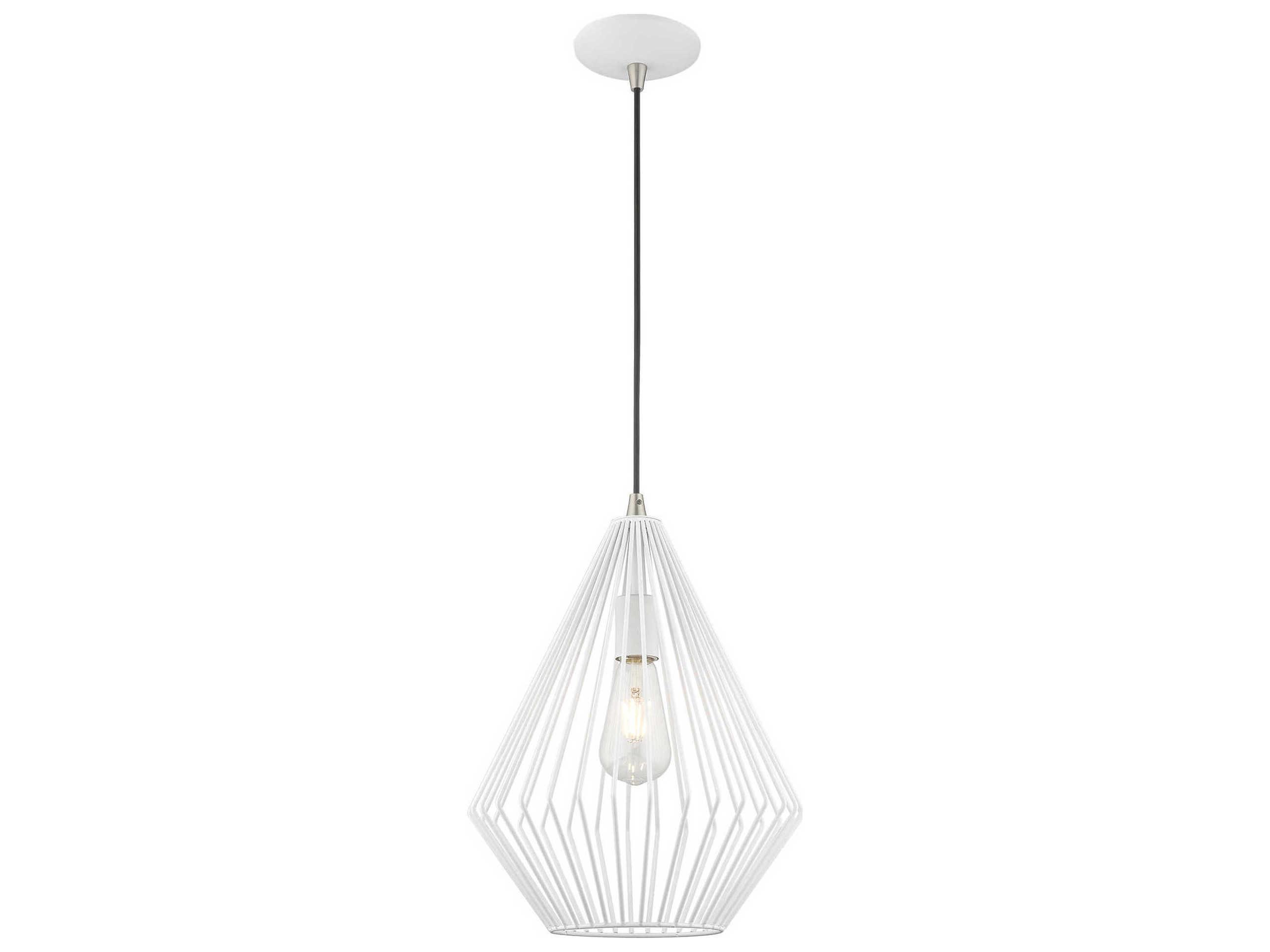 Livex Lighting Geometric 1-Light White Mini Pendant