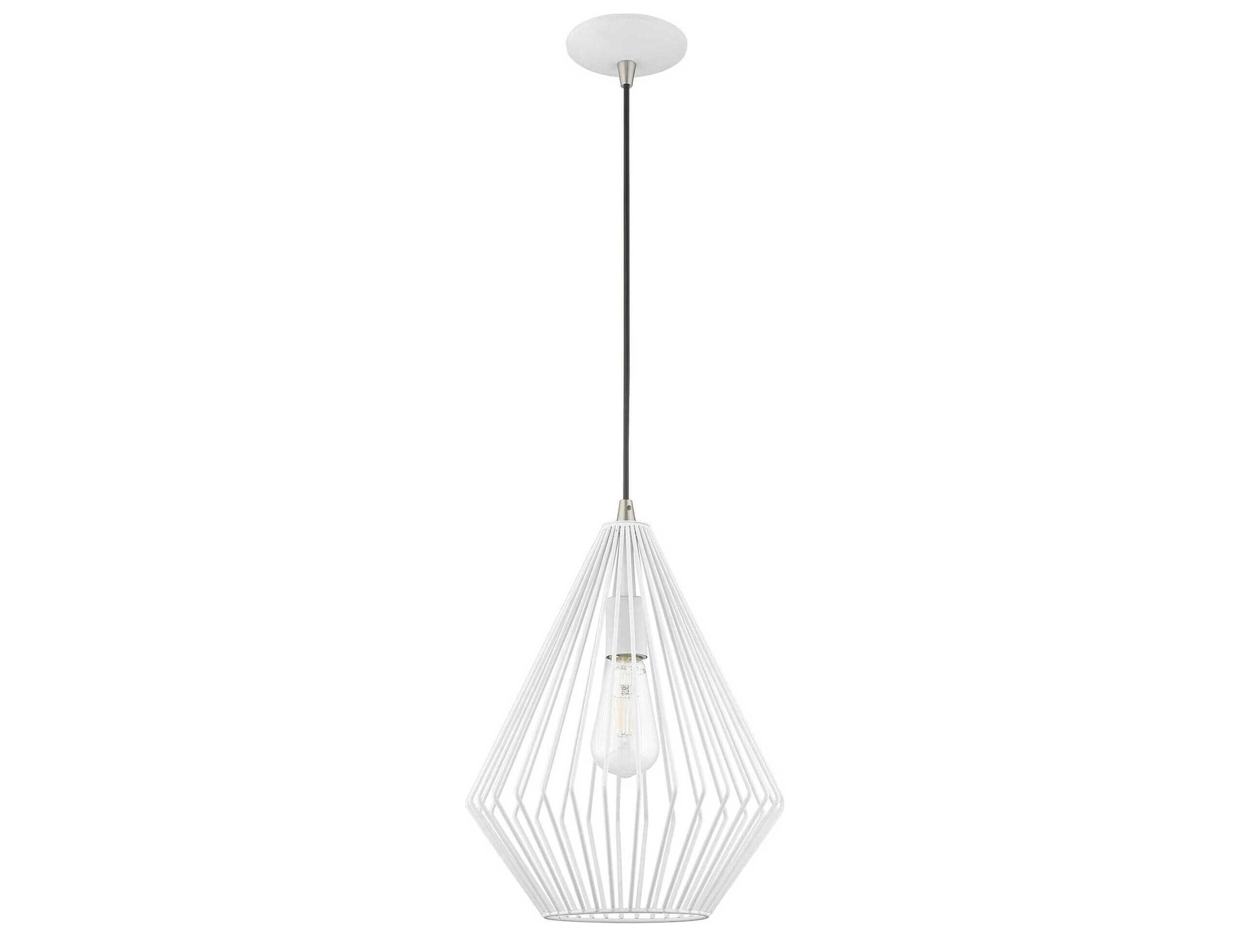 Livex Lighting Geometric 1-Light White Mini Pendant