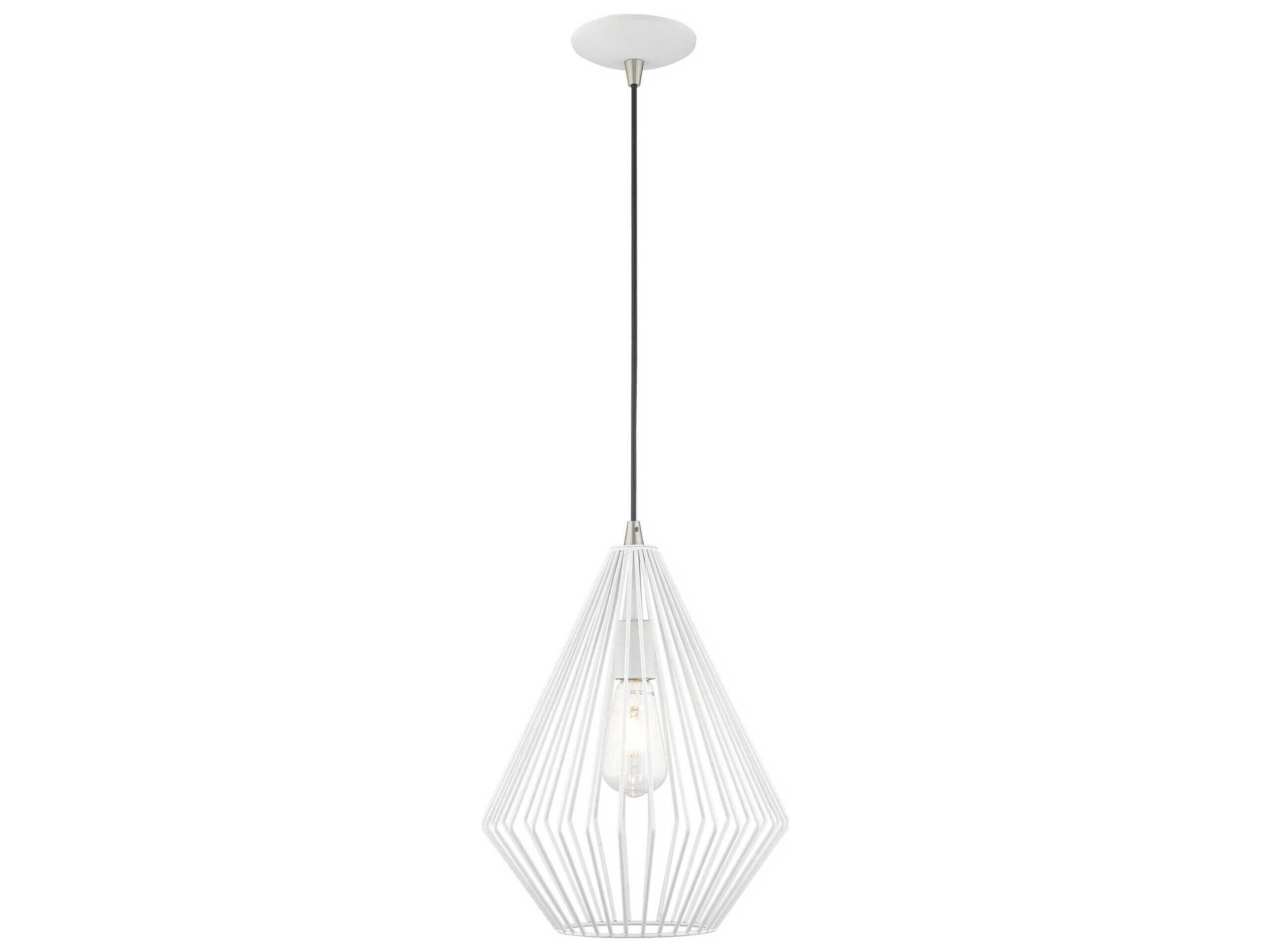 Livex Lighting Geometric 1-Light White Mini Pendant