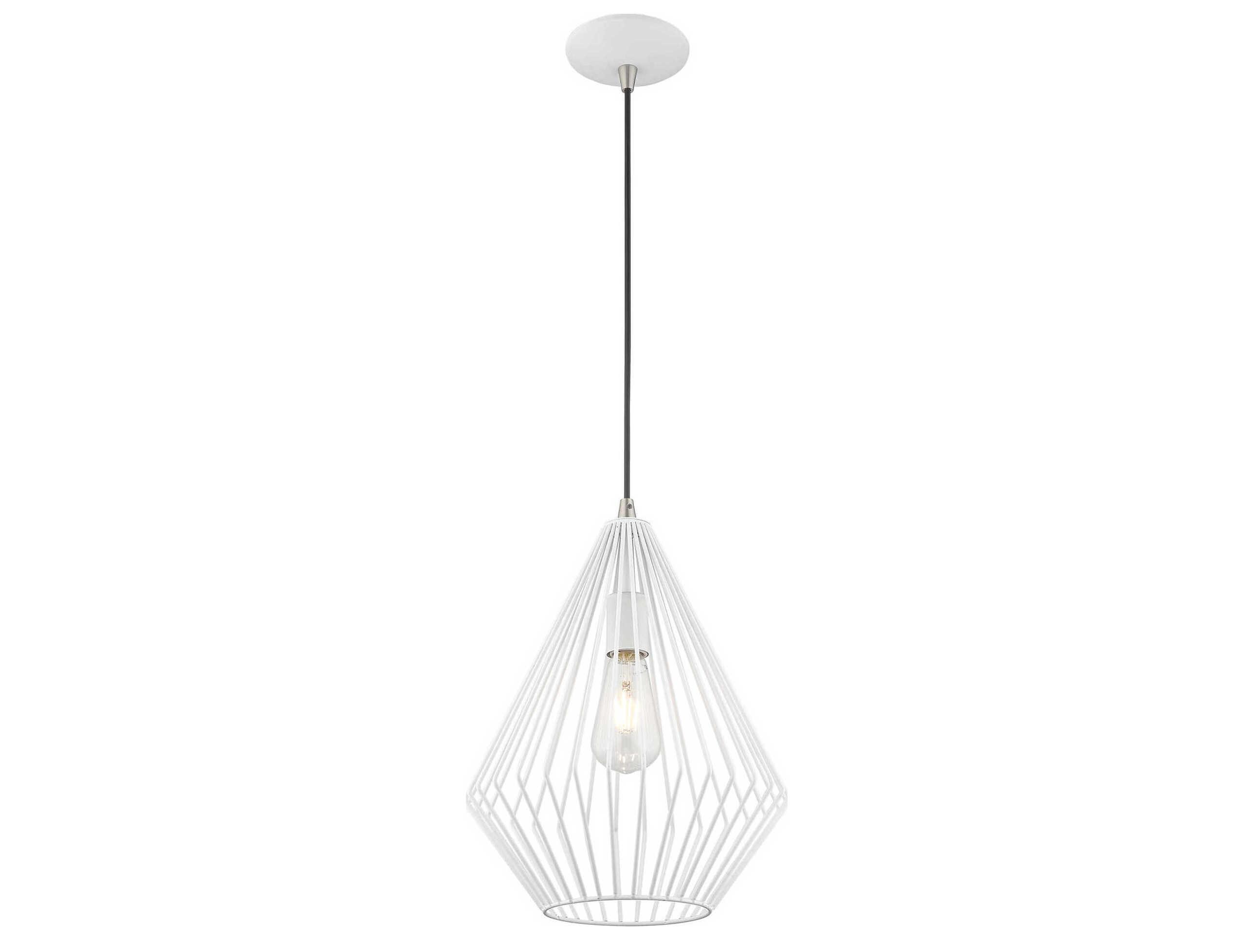 Livex Lighting Geometric 1-Light White Mini Pendant