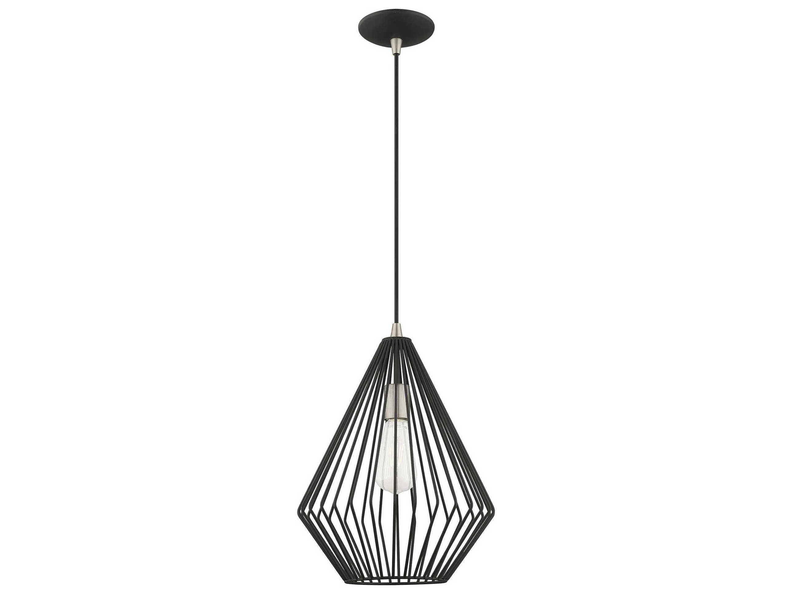 Livex Lighting Geometric 1-Light Black Mini Pendant
