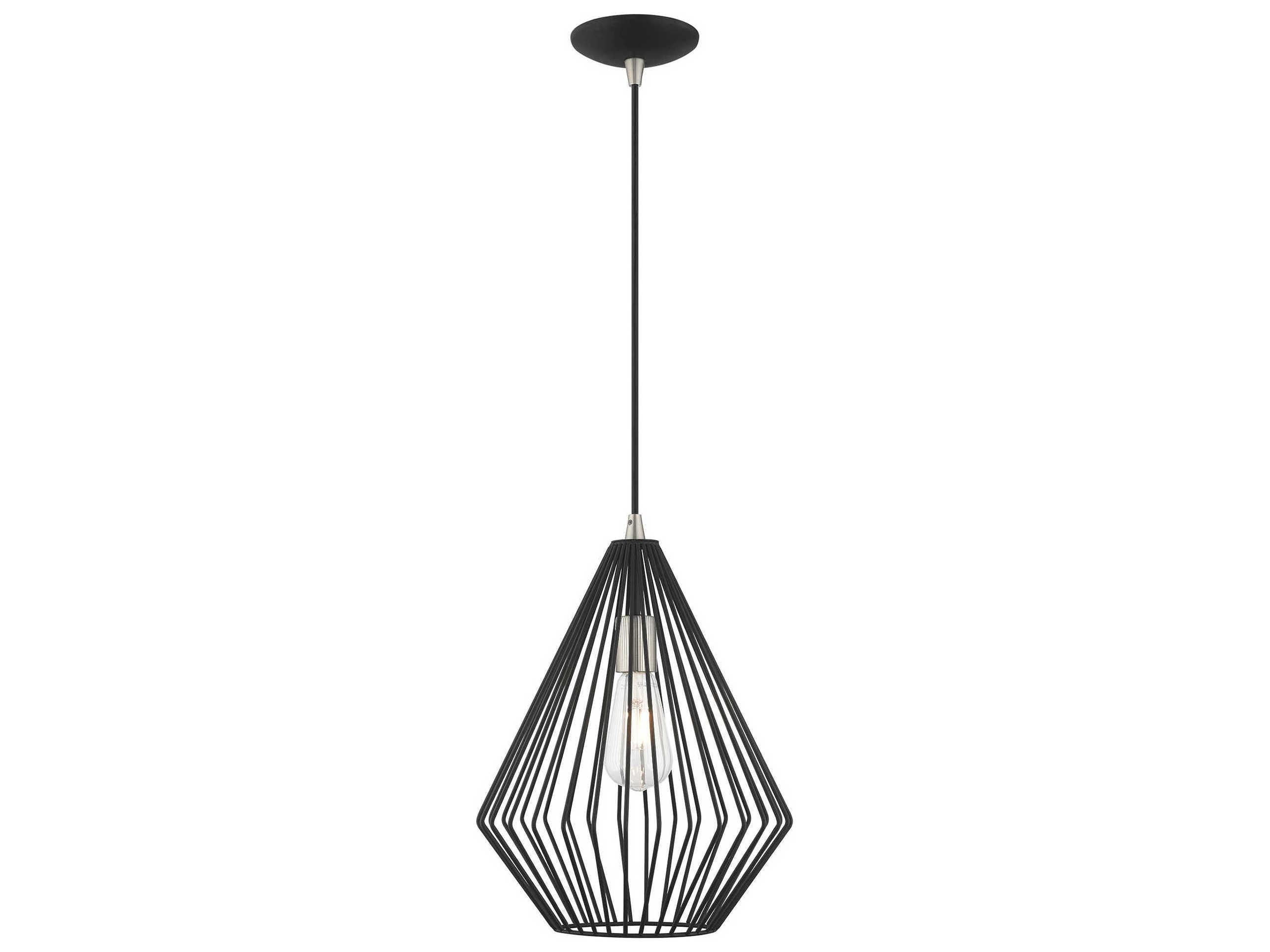 Livex Lighting Geometric 1-Light Black Mini Pendant