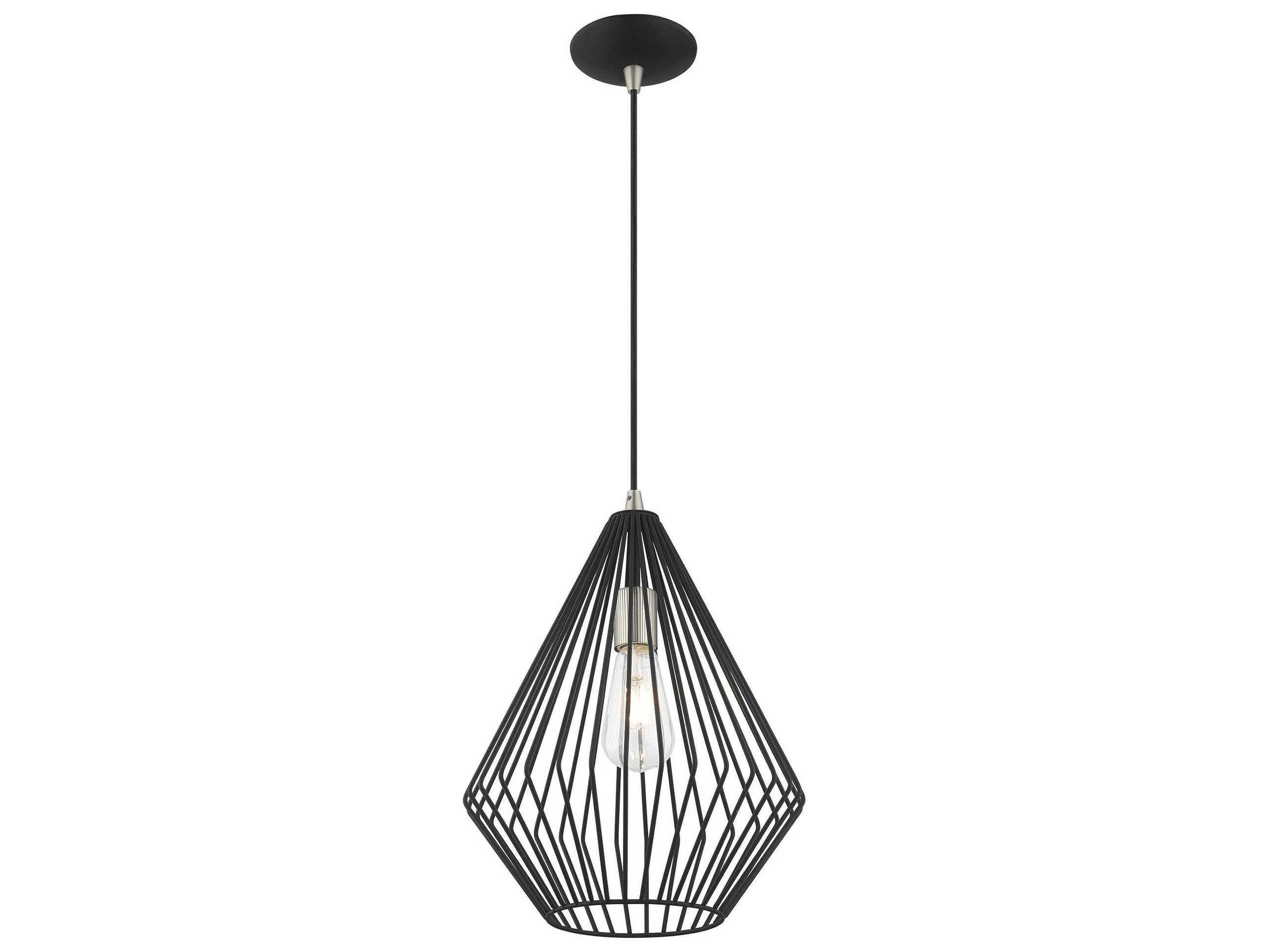 Livex Lighting Geometric 1-Light Black Mini Pendant