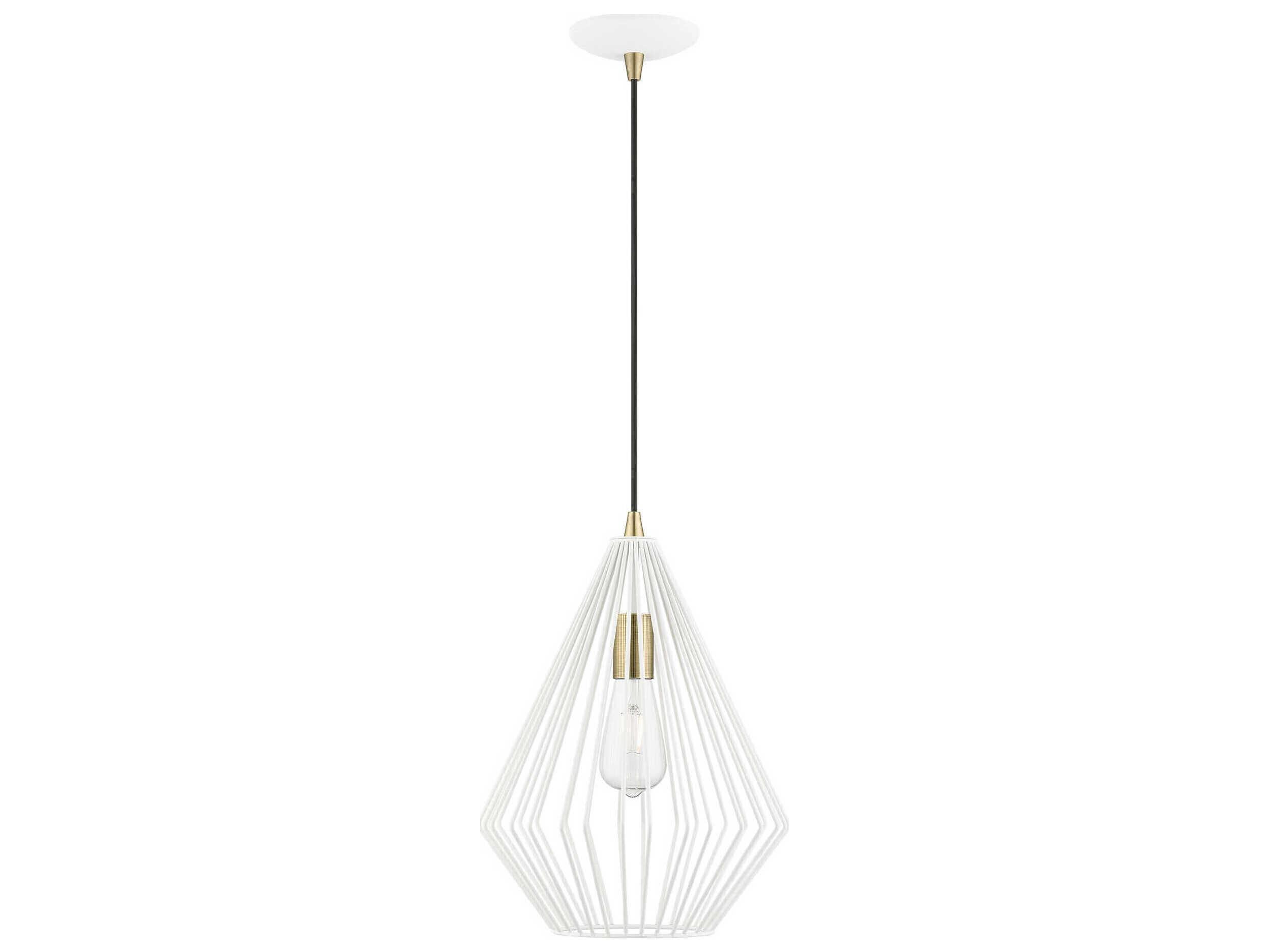 Livex Lighting Linz 1-Light Textured White Antique Brass Mini Pendant