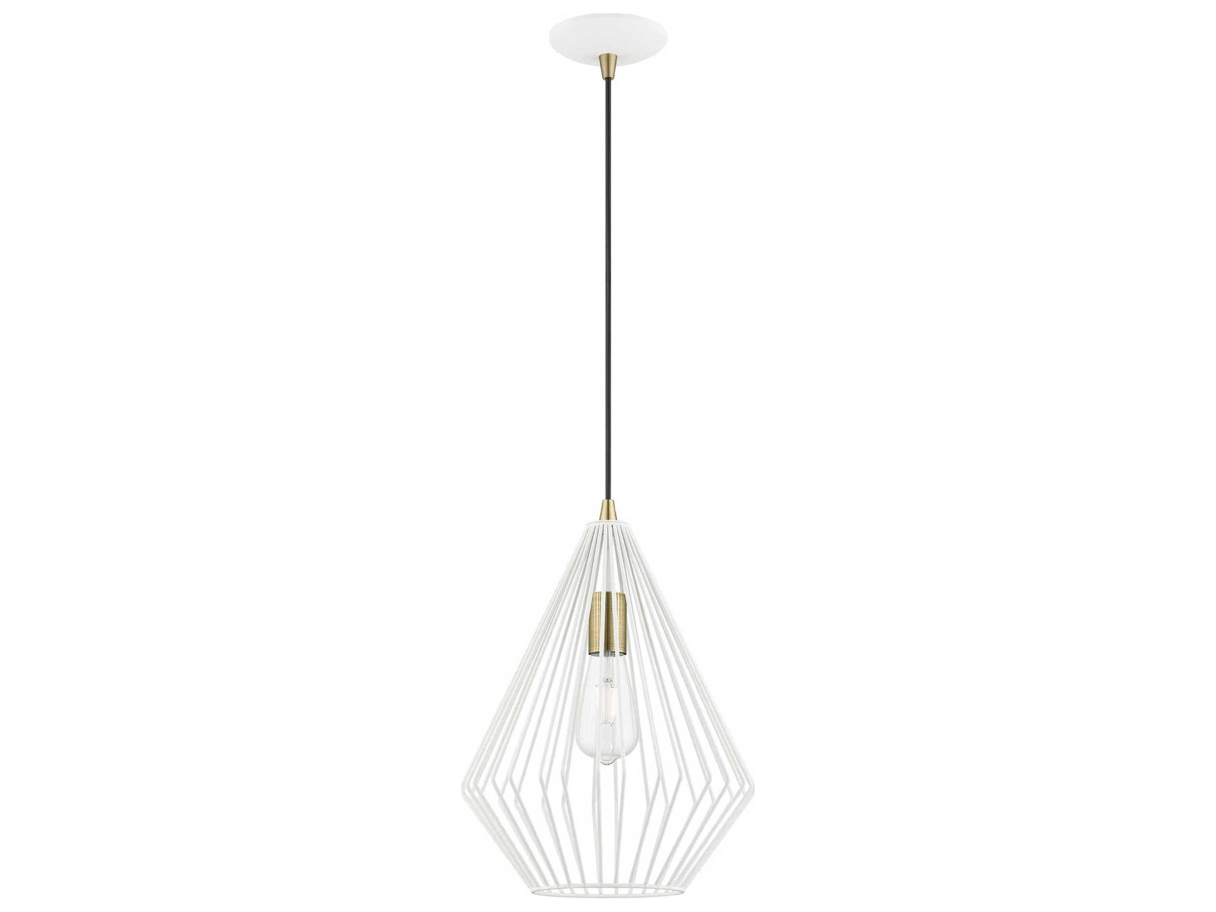 Livex Lighting Linz 1-Light Textured White Antique Brass Mini Pendant