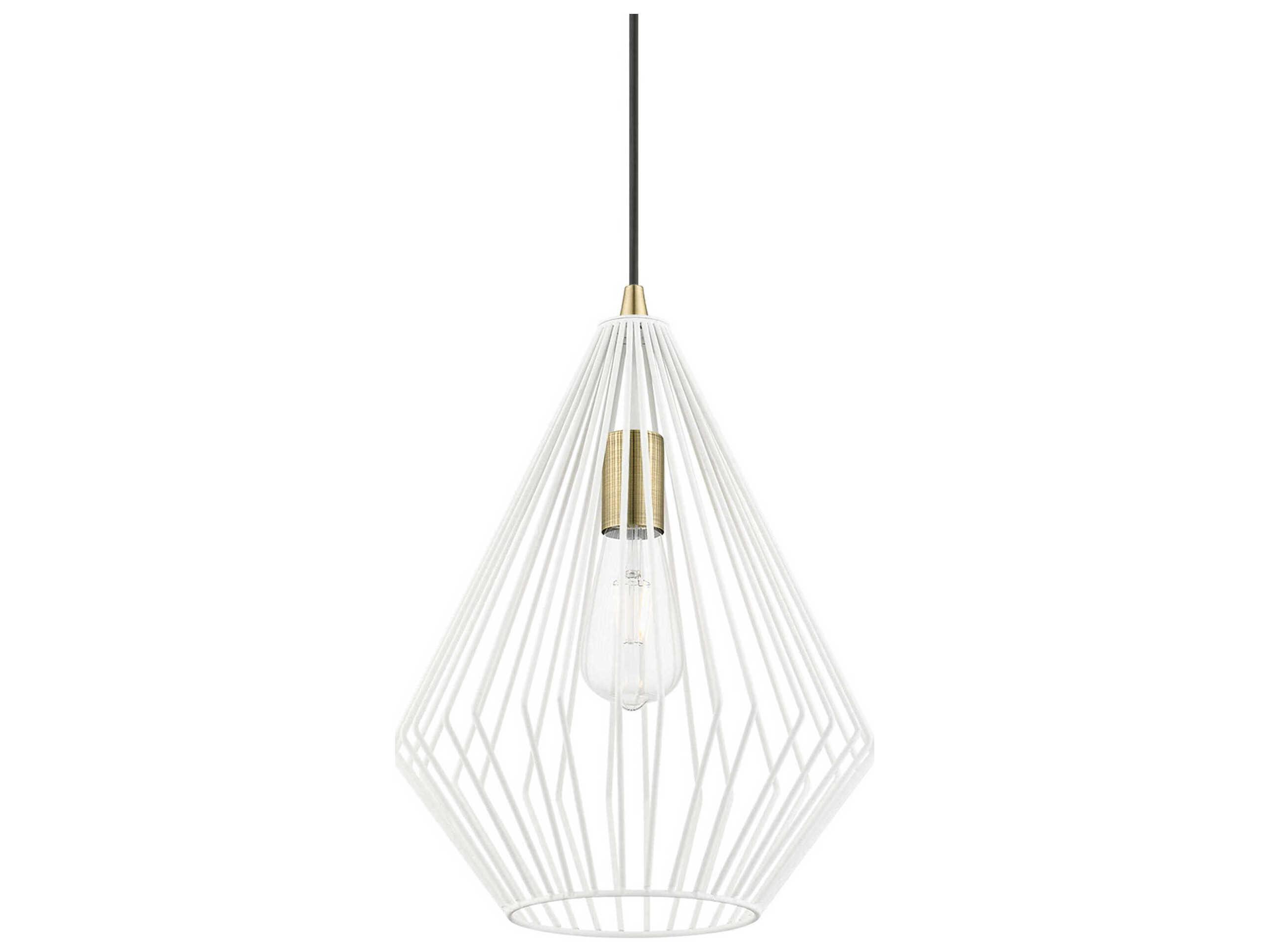 Livex Lighting Linz 1-Light Textured White Antique Brass Mini Pendant