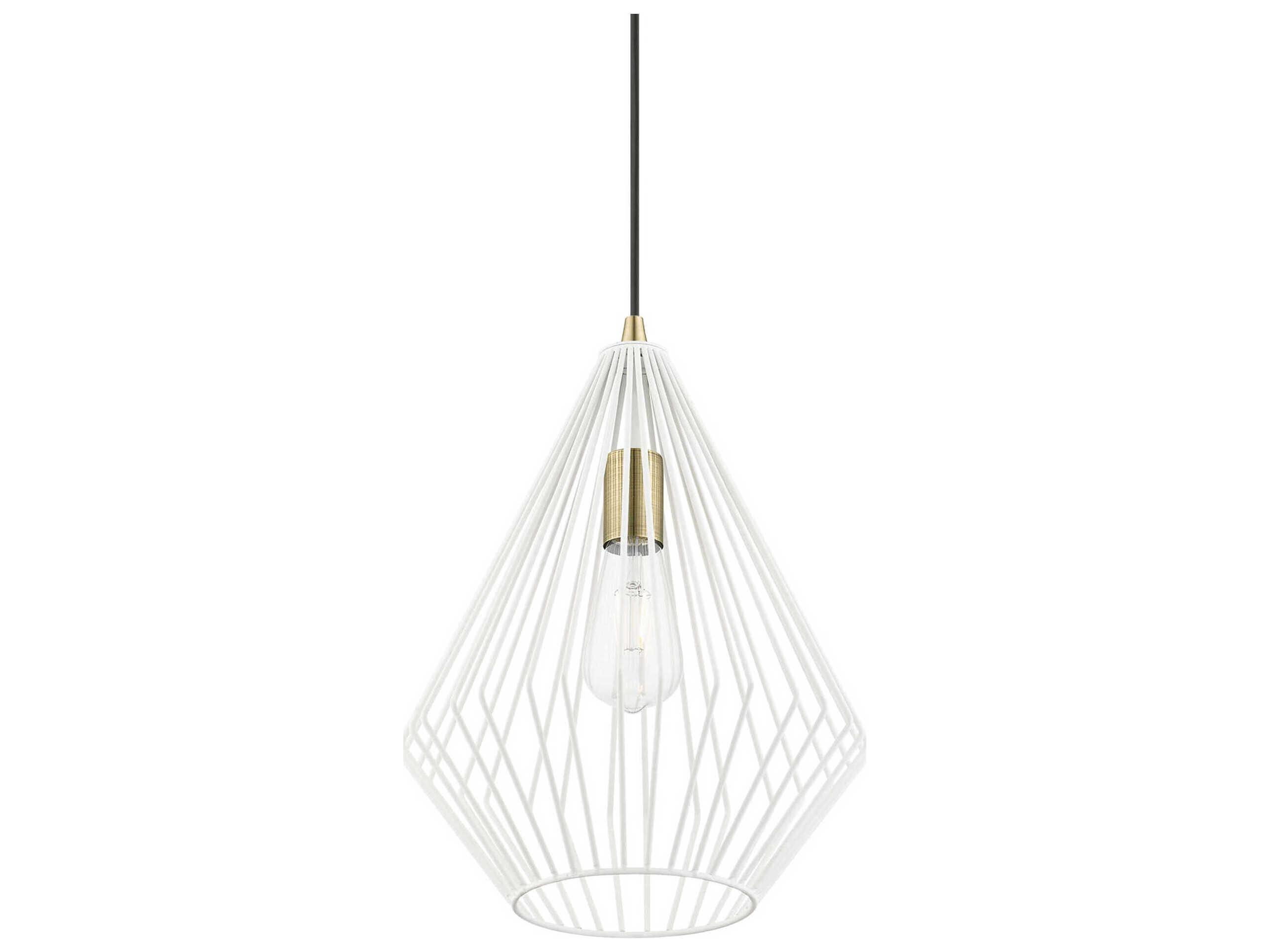 Livex Lighting Linz 1-Light Textured White Antique Brass Mini Pendant
