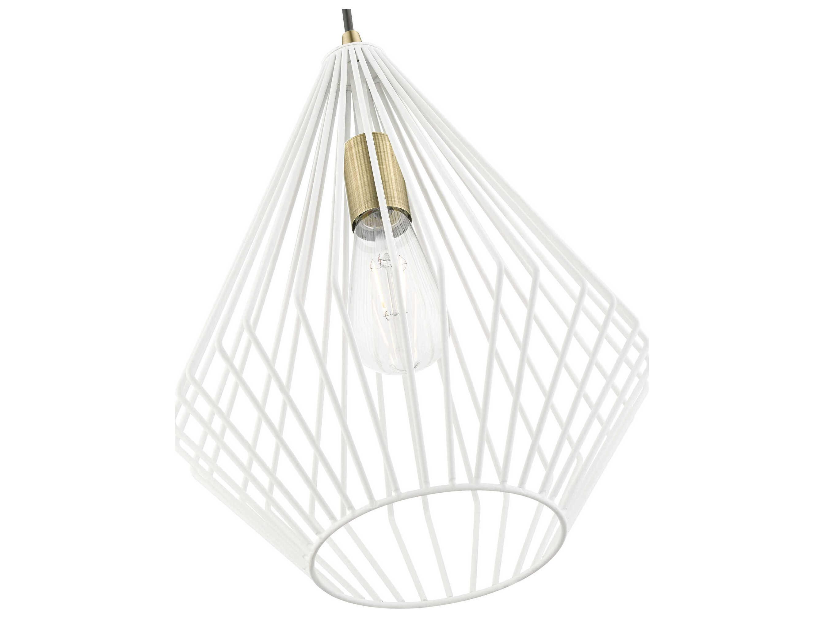 Livex Lighting Linz 1-Light Textured White Antique Brass Mini Pendant