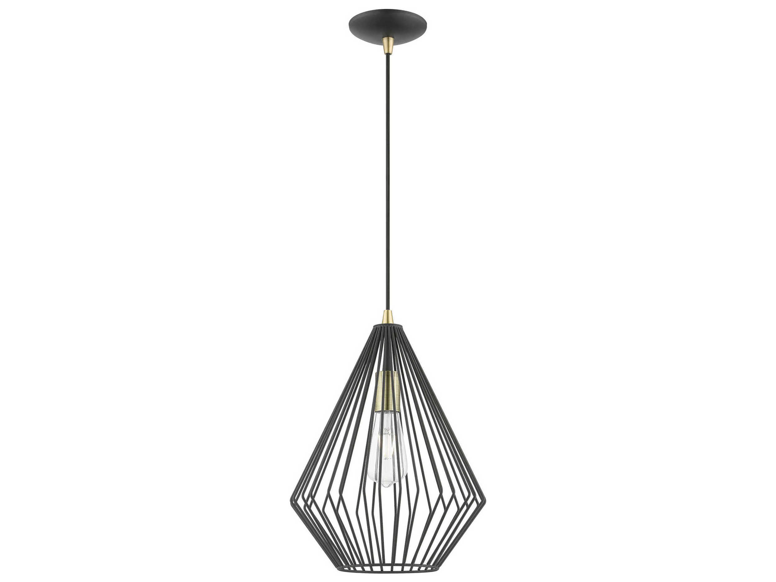 Livex Lighting Linz 1-Light Textured Black Antique Brass Mini Pendant