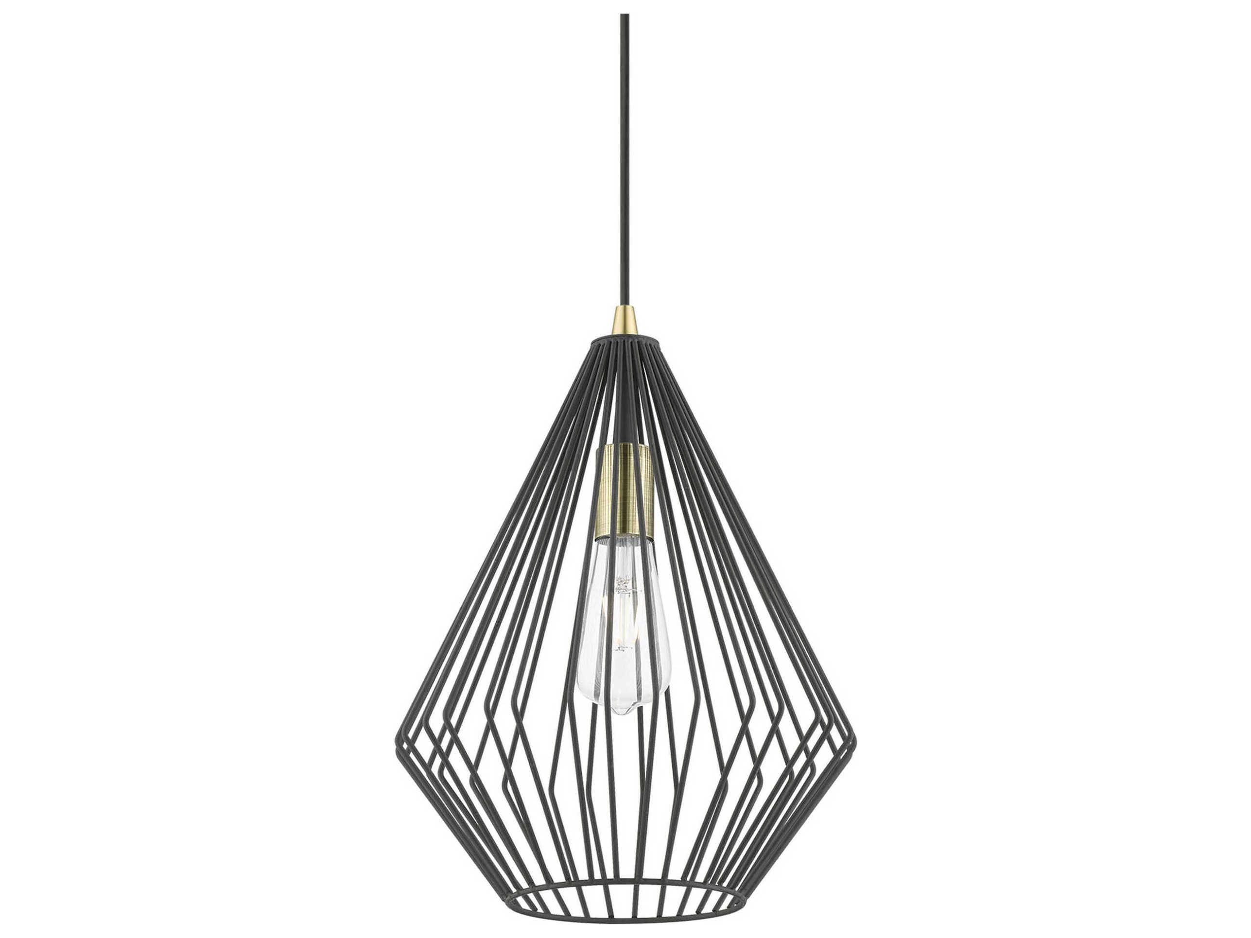 Livex Lighting Linz 1-Light Textured Black Antique Brass Mini Pendant