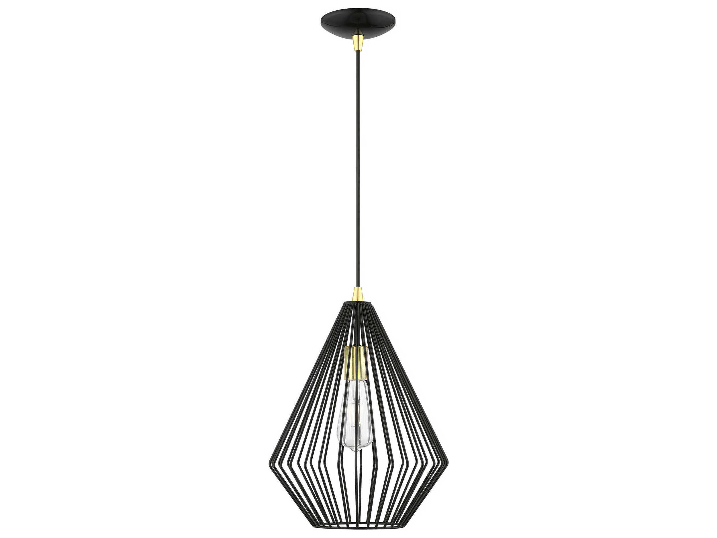 Livex Lighting Linz 1-Light Shiny Black Polished Brass Mini Pendant