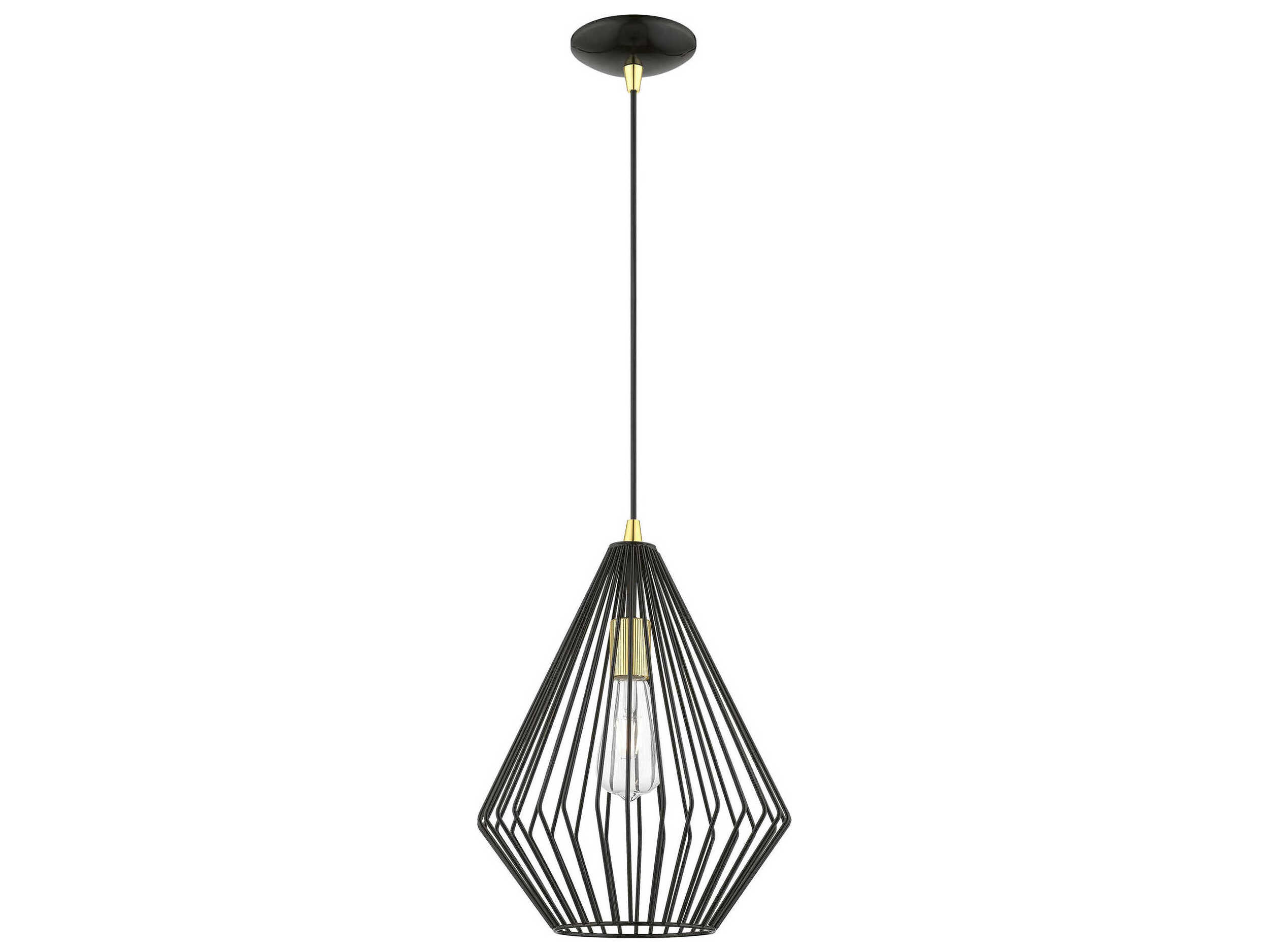 Livex Lighting Linz 1-Light Shiny Black Polished Brass Mini Pendant