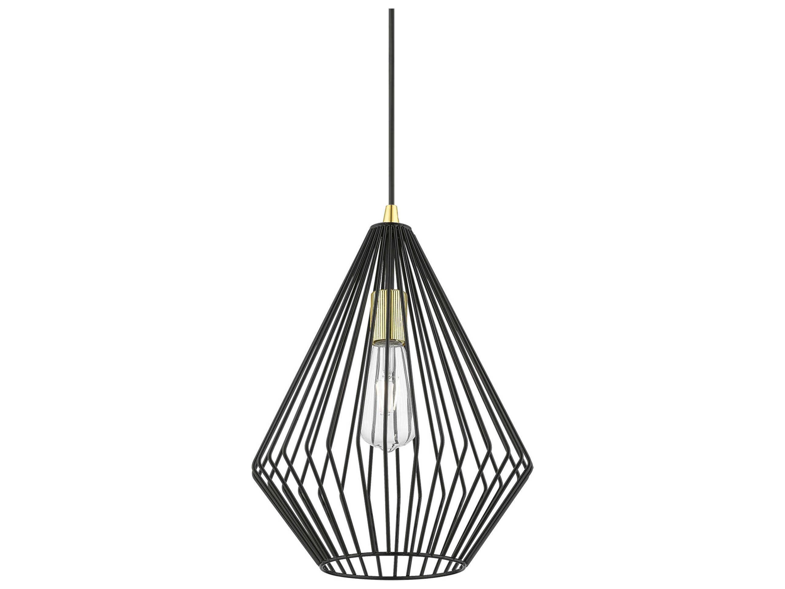 Livex Lighting Linz 1-Light Shiny Black Polished Brass Mini Pendant