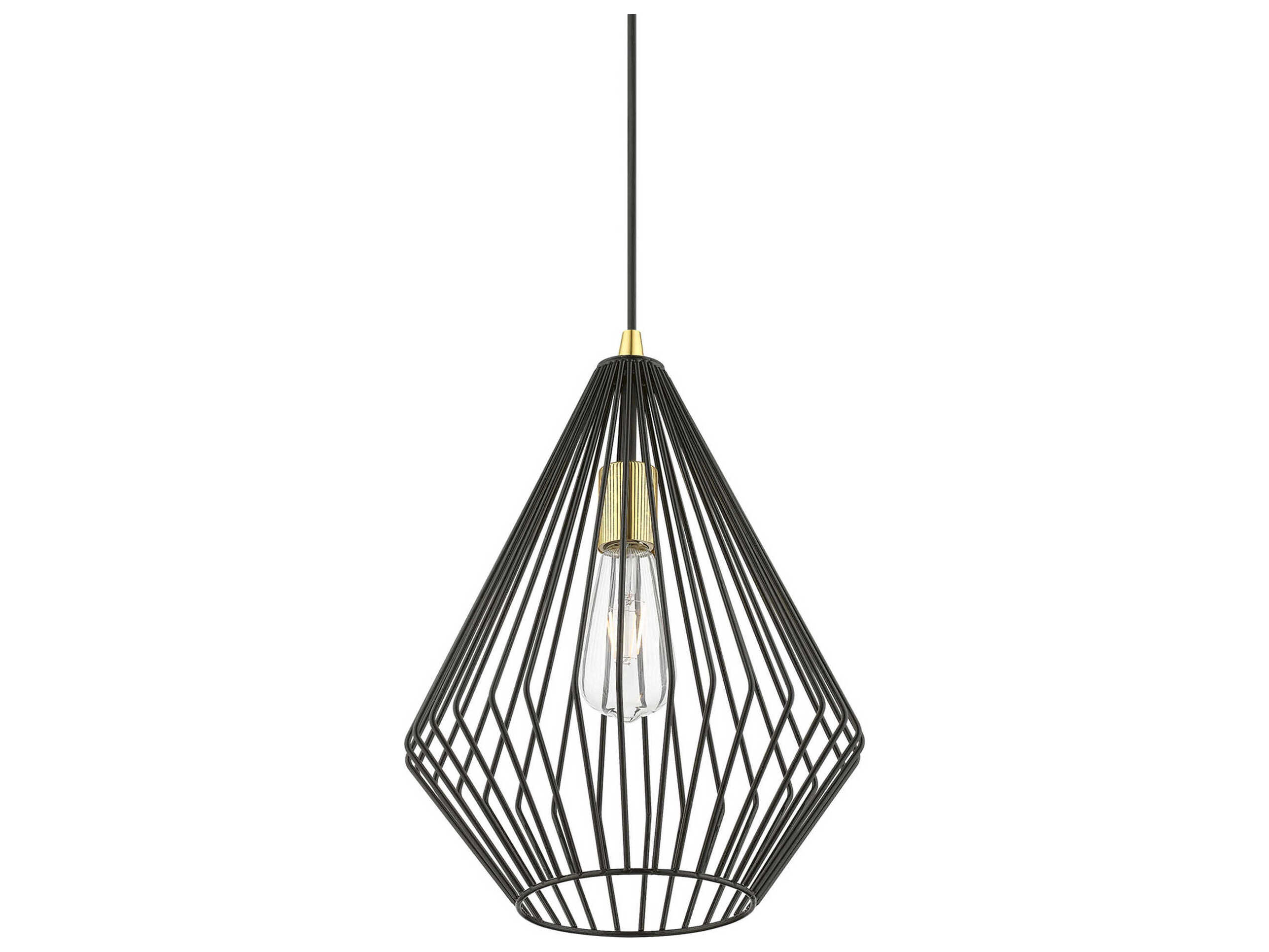 Livex Lighting Linz 1-Light Shiny Black Polished Brass Mini Pendant