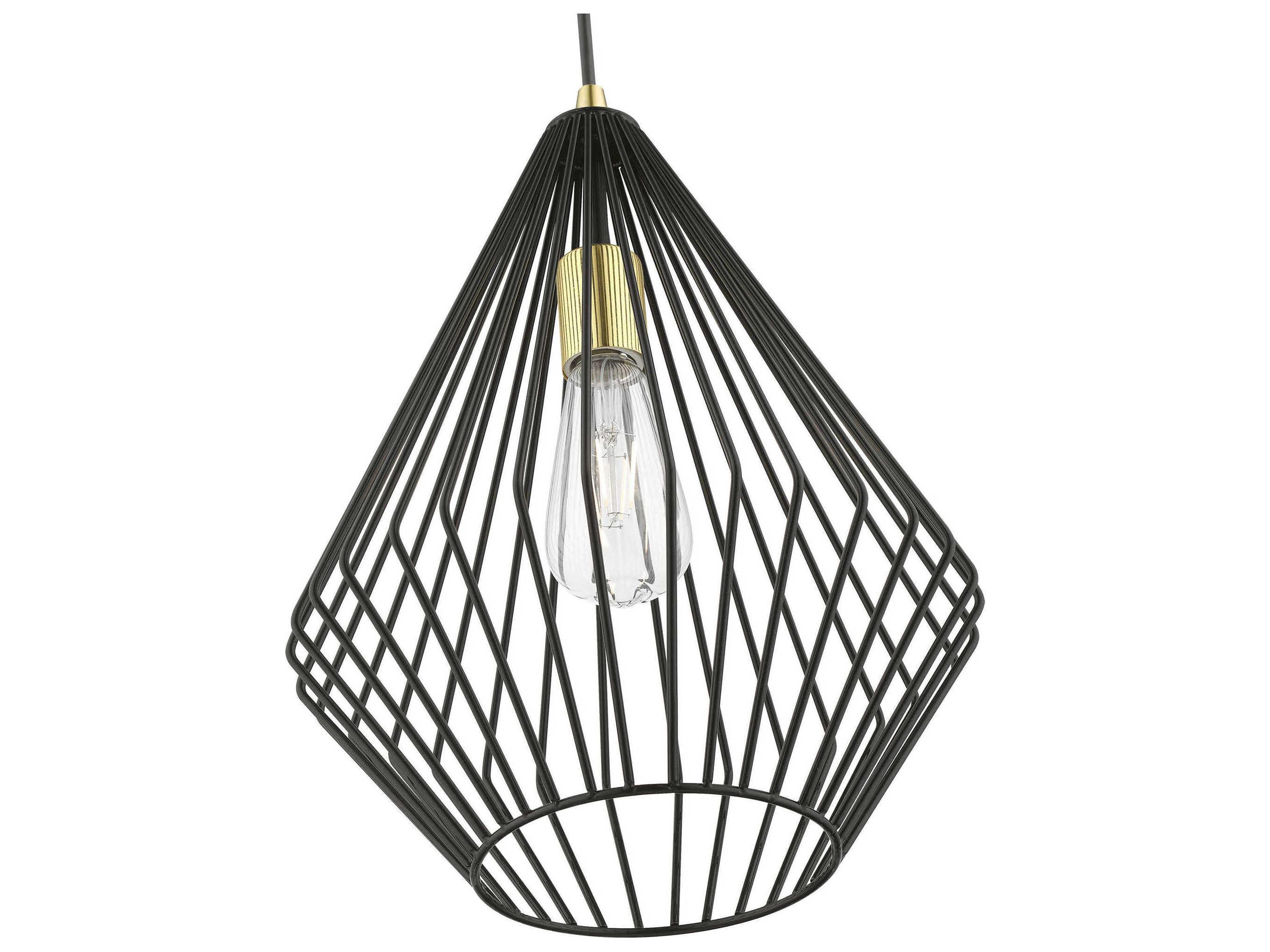 Livex Lighting Linz 1-Light Shiny Black Polished Brass Mini Pendant