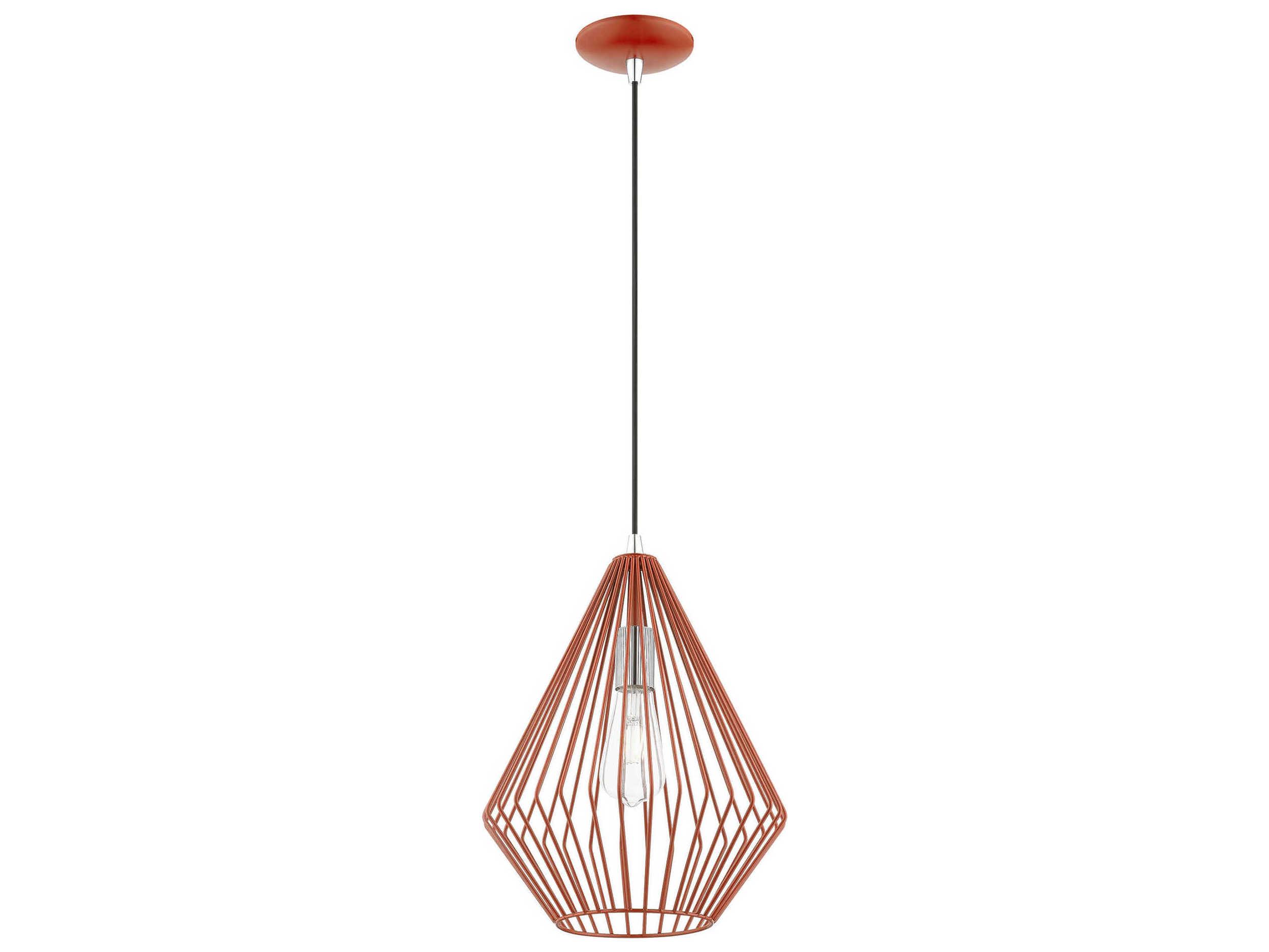 Livex Lighting Linz 1-Light Shiny Red Polished Chrome Mini Pendant