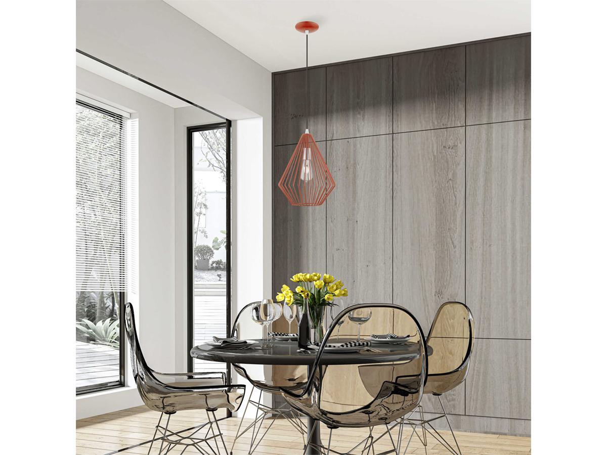 Livex Lighting Linz 1-Light Shiny Red Polished Chrome Mini Pendant