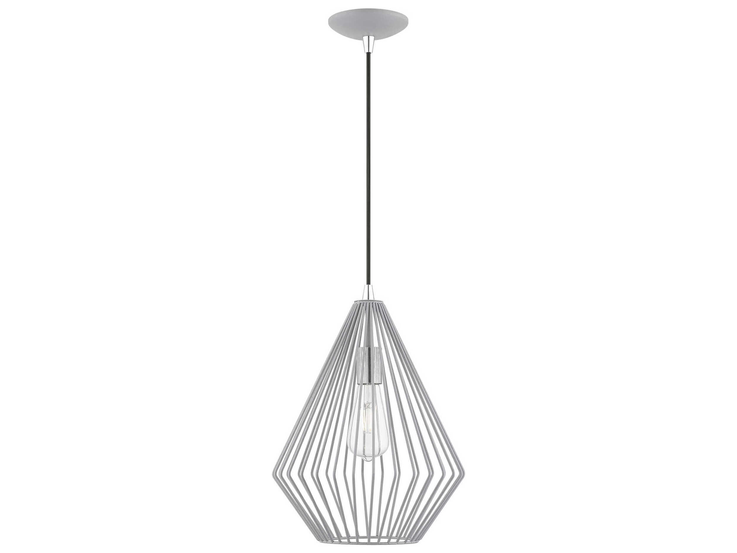 Livex Lighting Linz 1-Light Nordic Gray Polished Chrome Mini Pendant