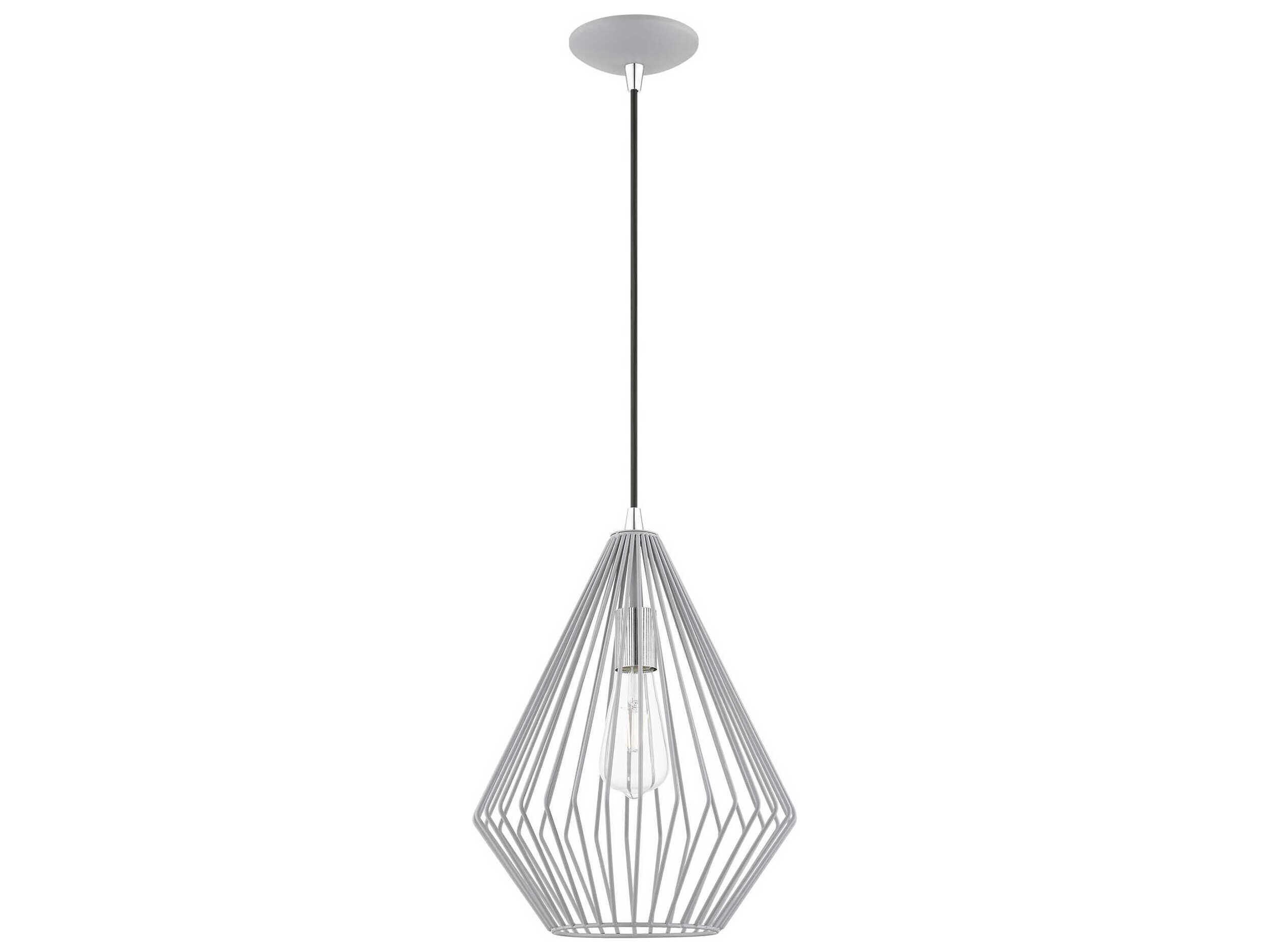 Livex Lighting Linz 1-Light Nordic Gray Polished Chrome Mini Pendant