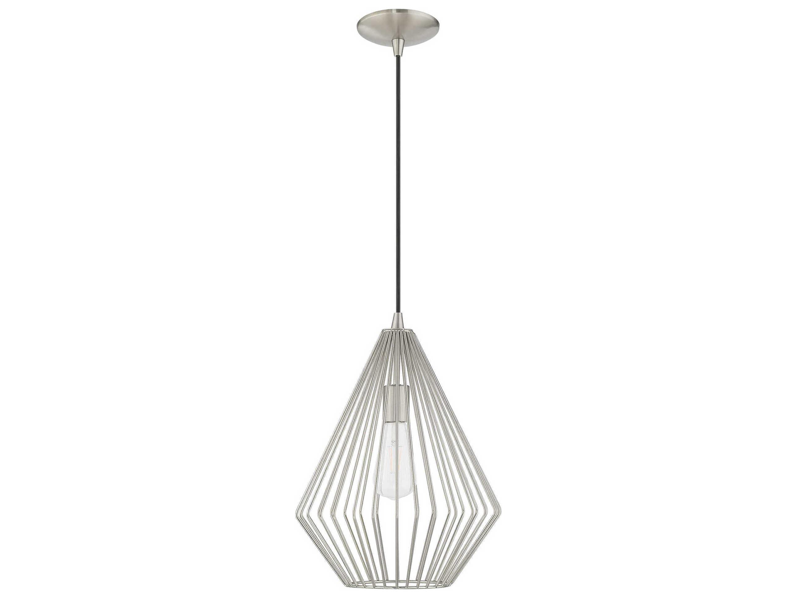 Livex Lighting Geometric 1-Light Brushed Nickel Mini Pendant