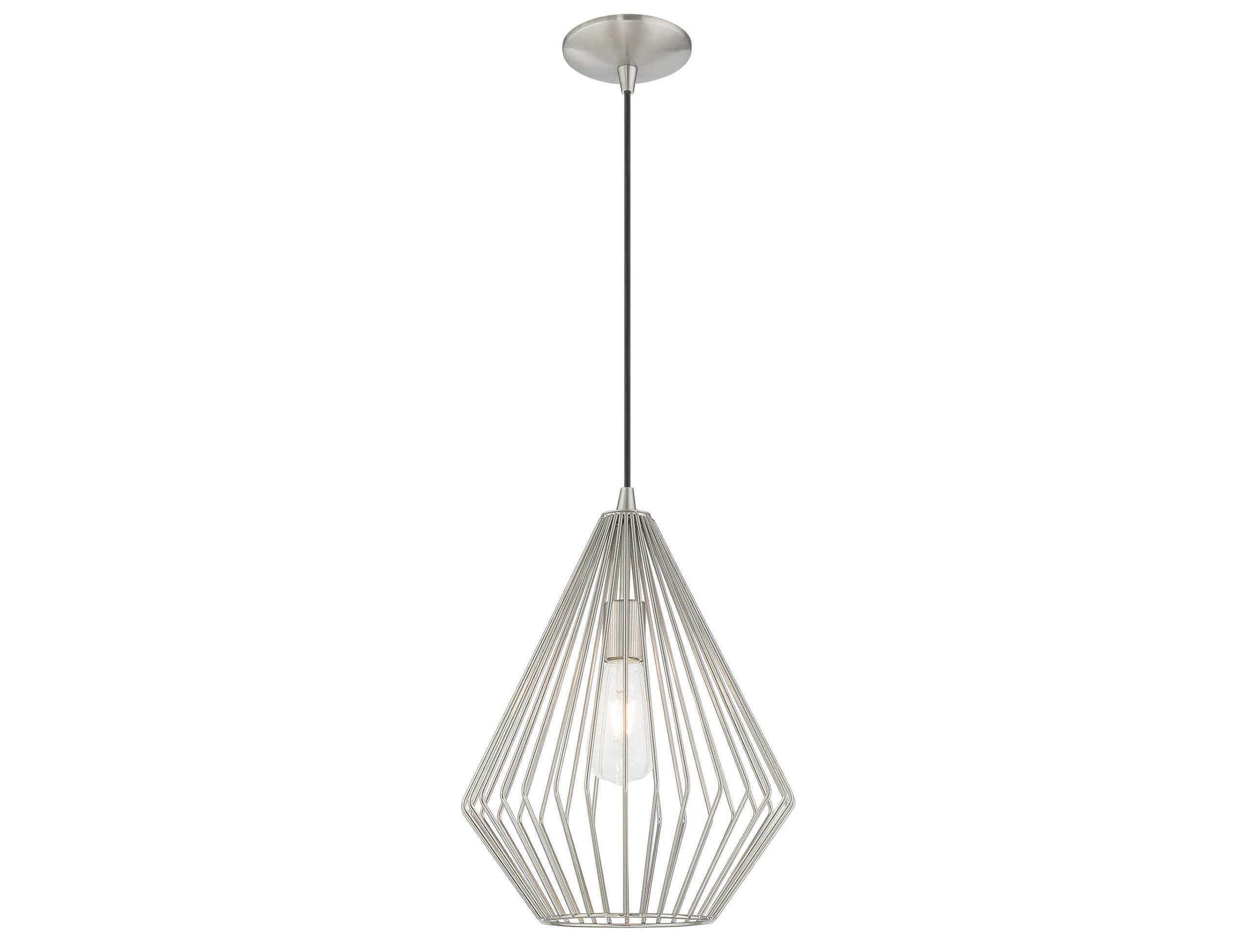 Livex Lighting Geometric 1-Light Brushed Nickel Mini Pendant