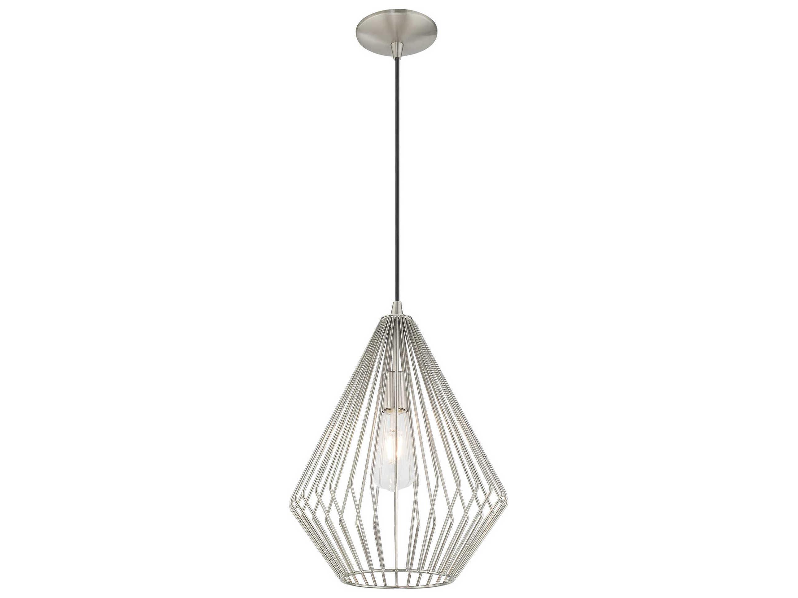 Livex Lighting Geometric 1-Light Brushed Nickel Mini Pendant