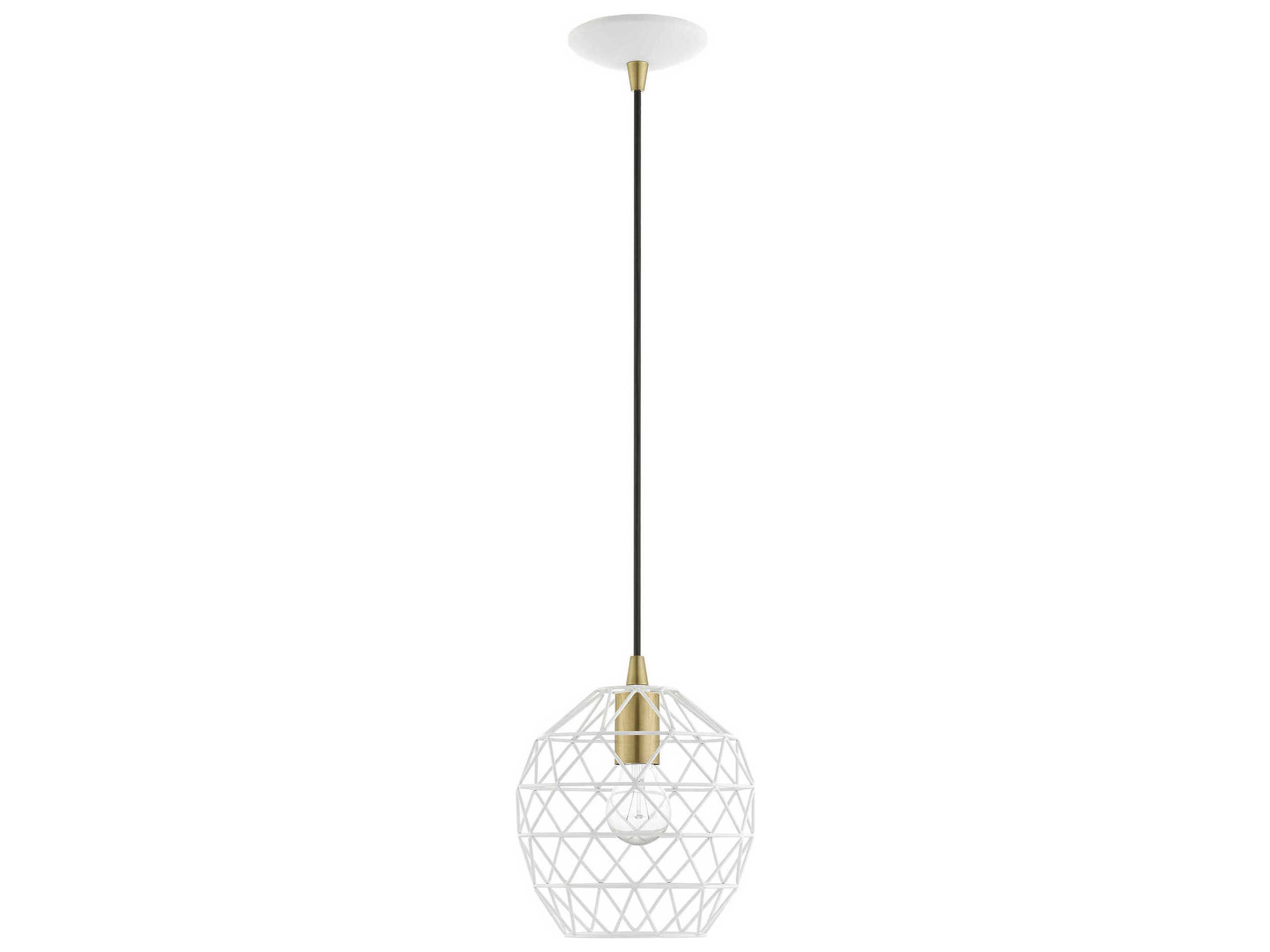 Livex Lighting Geometric 1-Light White Bell Mini Pendant