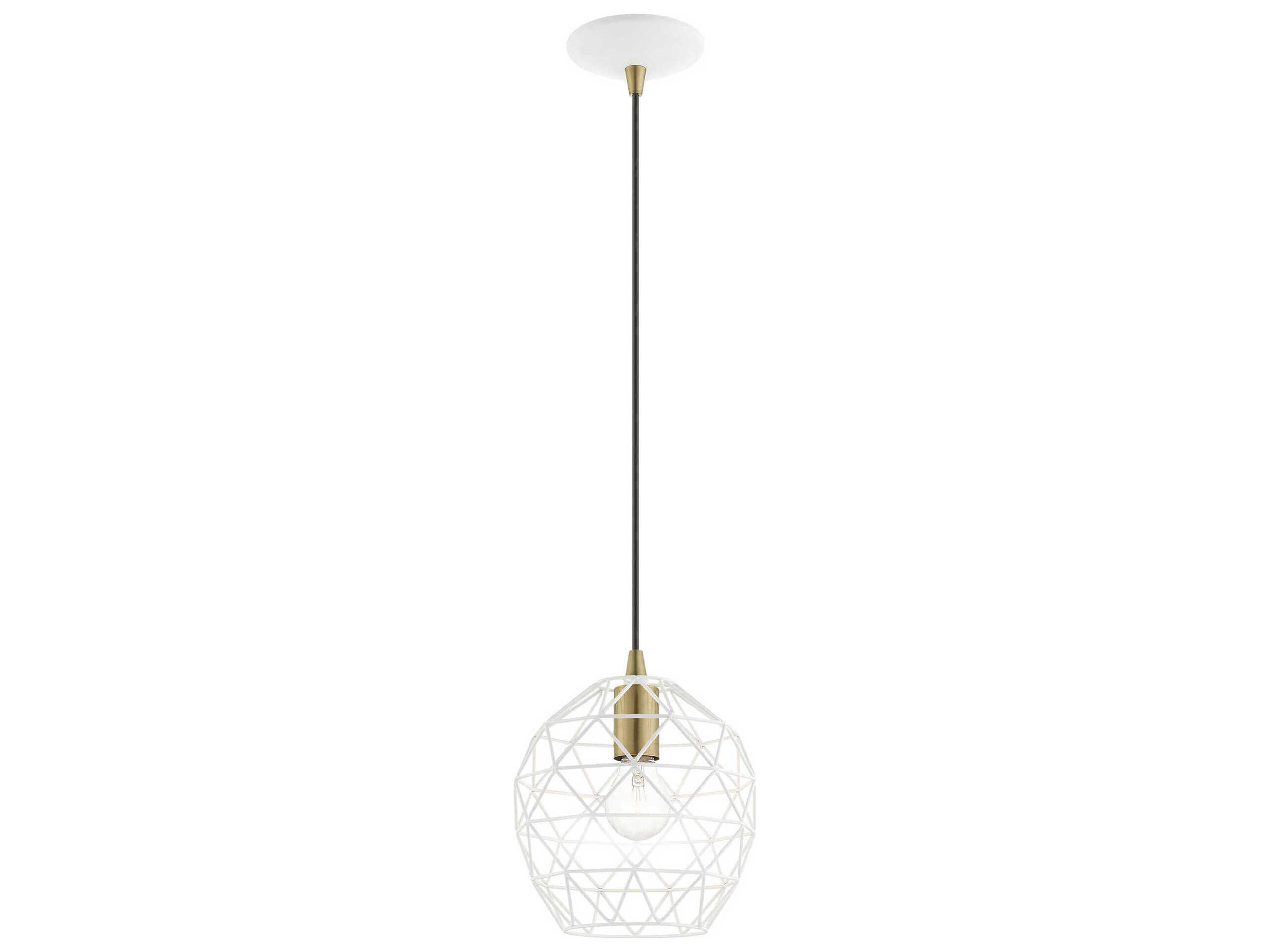 Livex Lighting Geometric 1-Light White Bell Mini Pendant