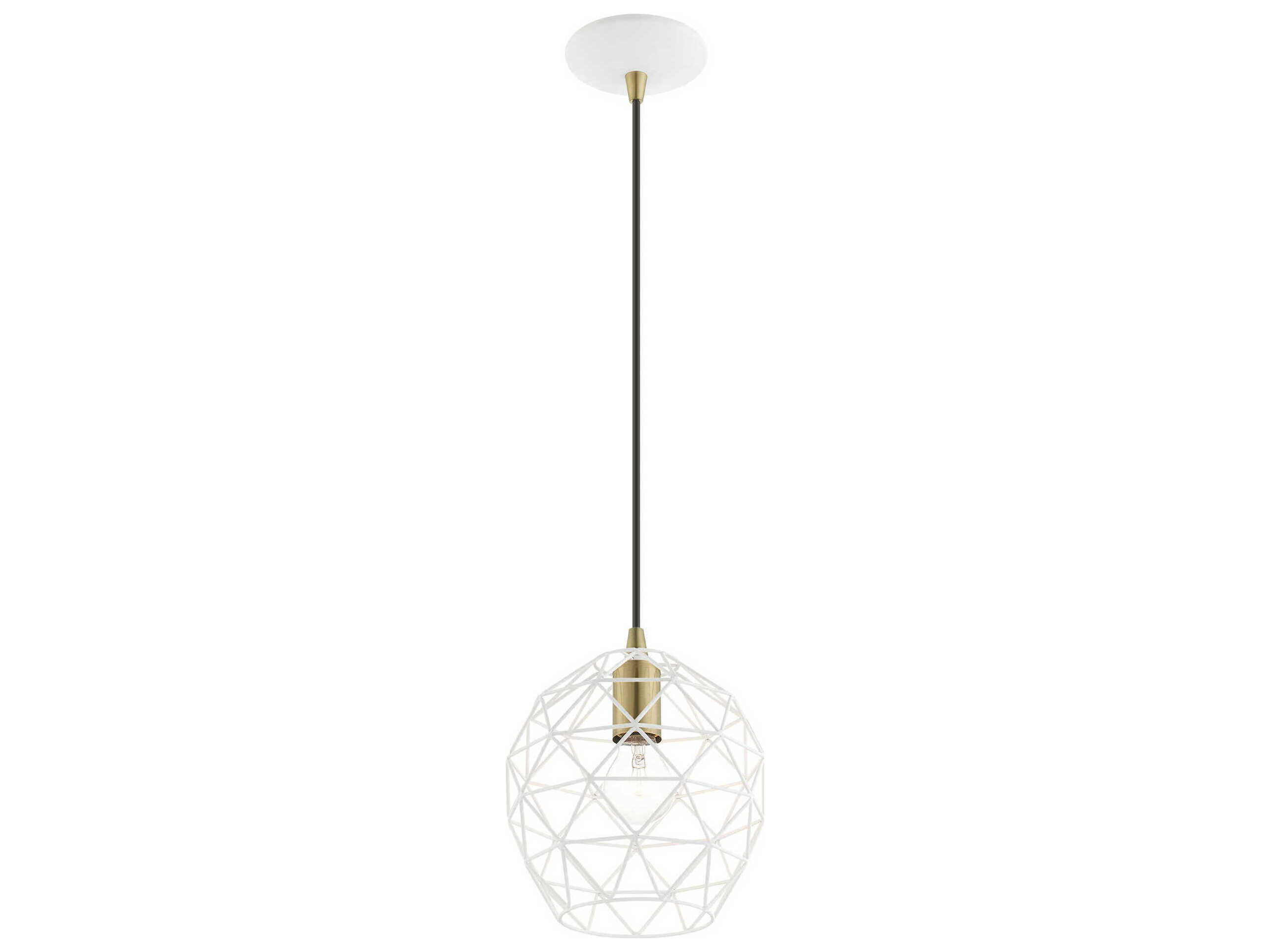 Livex Lighting Geometric 1-Light White Bell Mini Pendant