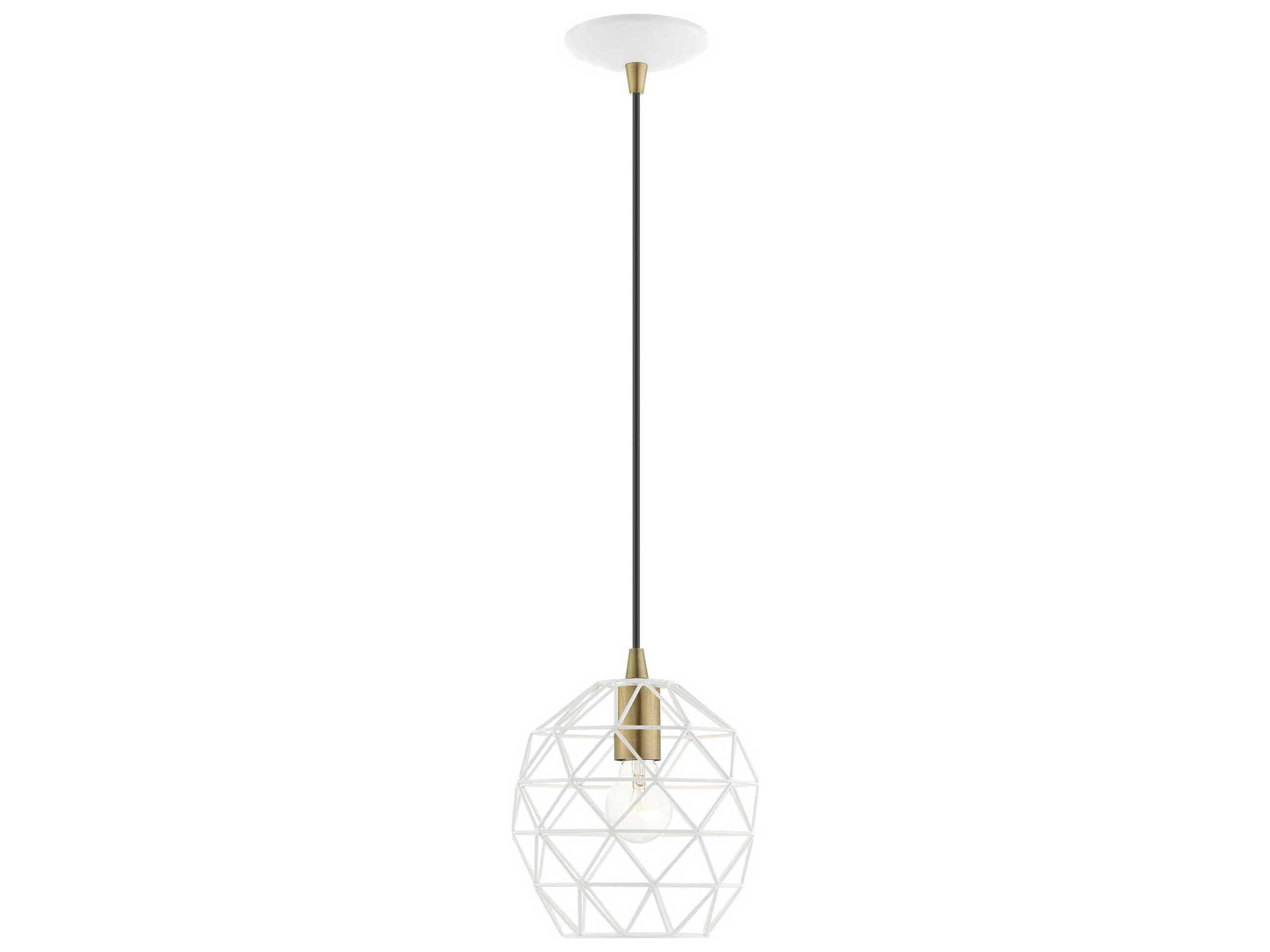 Livex Lighting Geometric 1-Light White Bell Mini Pendant