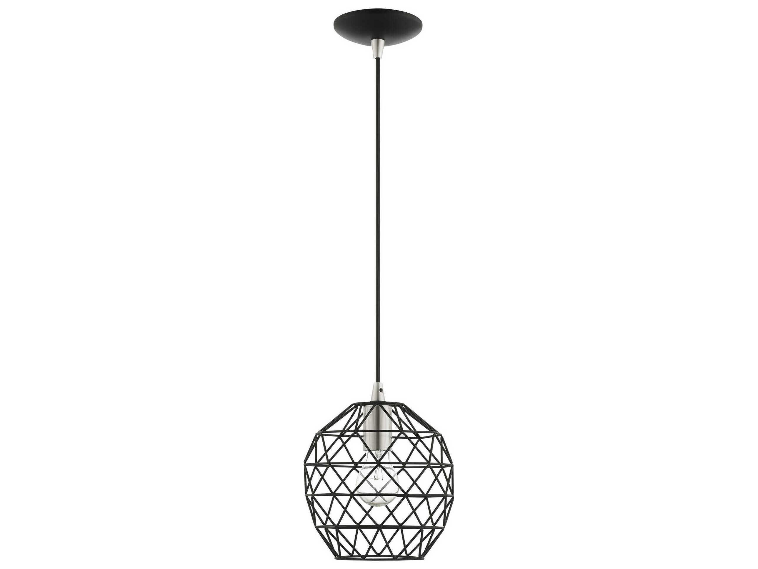 Livex Lighting Geometric 1-Light Black Bell Mini Pendant