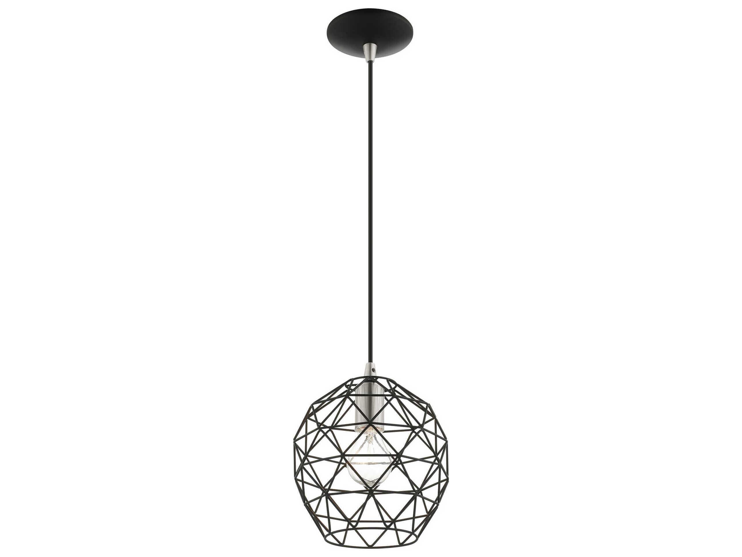 Livex Lighting Geometric 1-Light Black Bell Mini Pendant