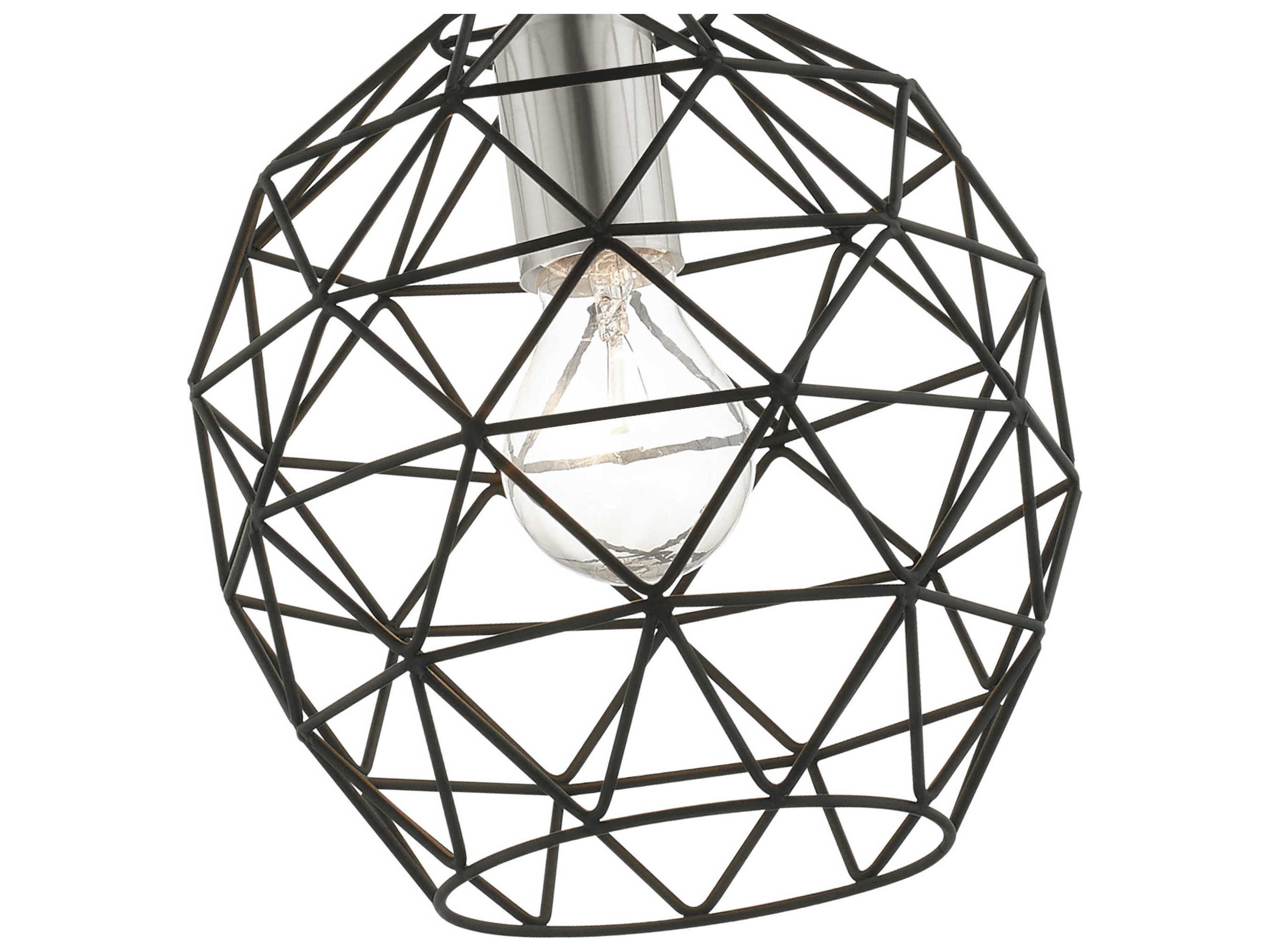 Livex Lighting Geometric 1-Light Black Bell Mini Pendant