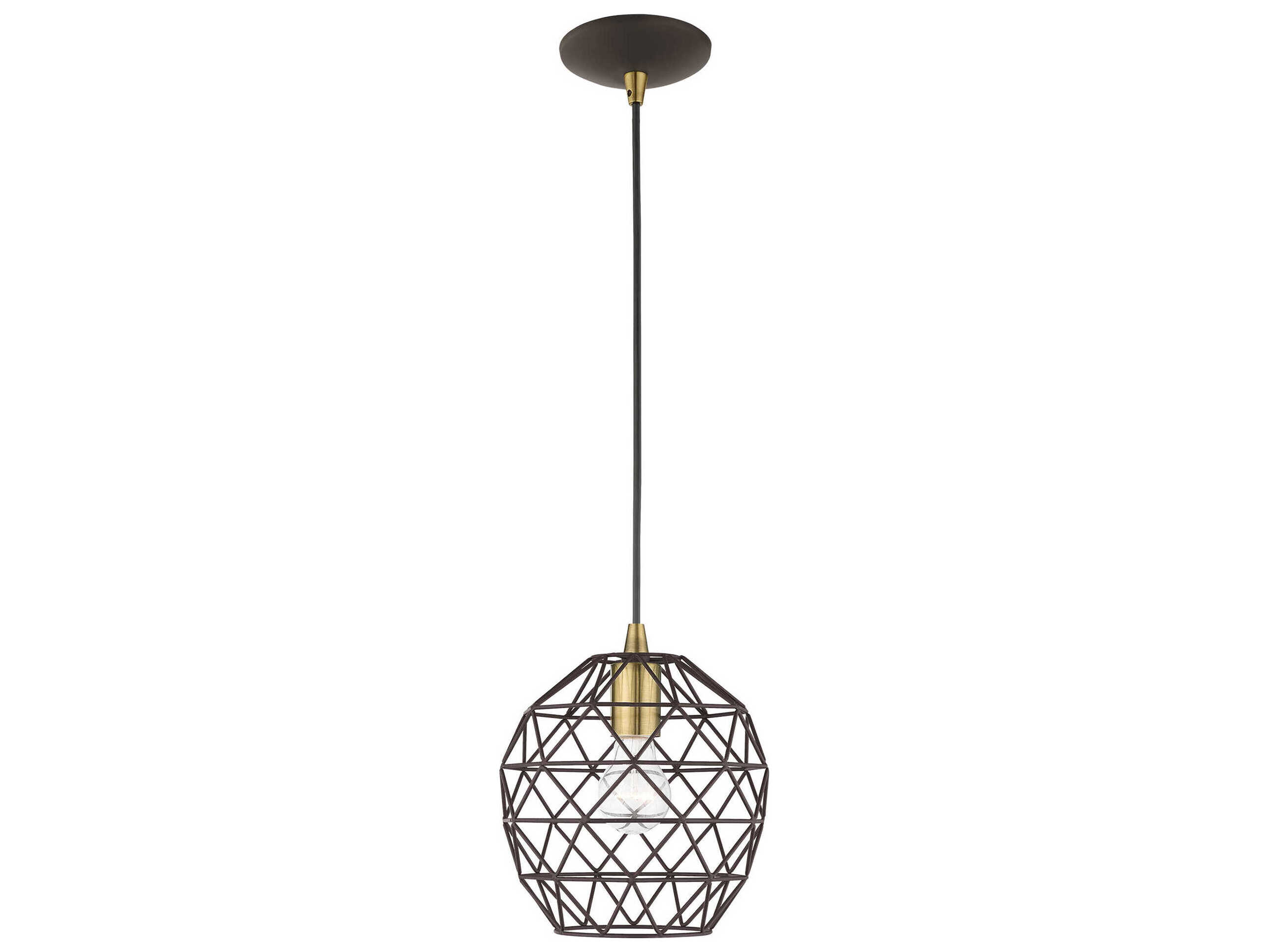 Livex Lighting Geometric 1-Light Bronze Bell Mini Pendant