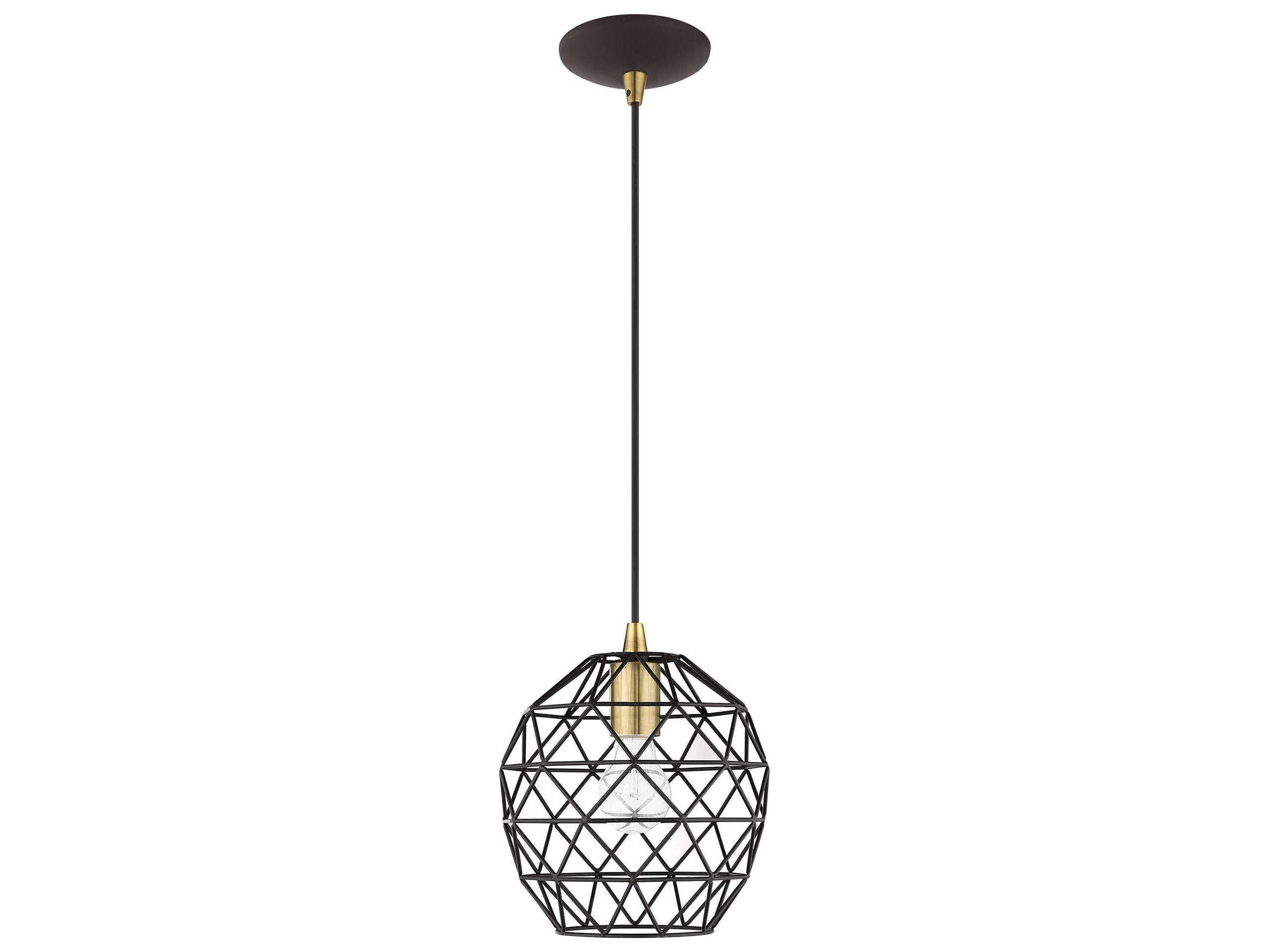 Livex Lighting Geometric 1-Light Bronze Bell Mini Pendant