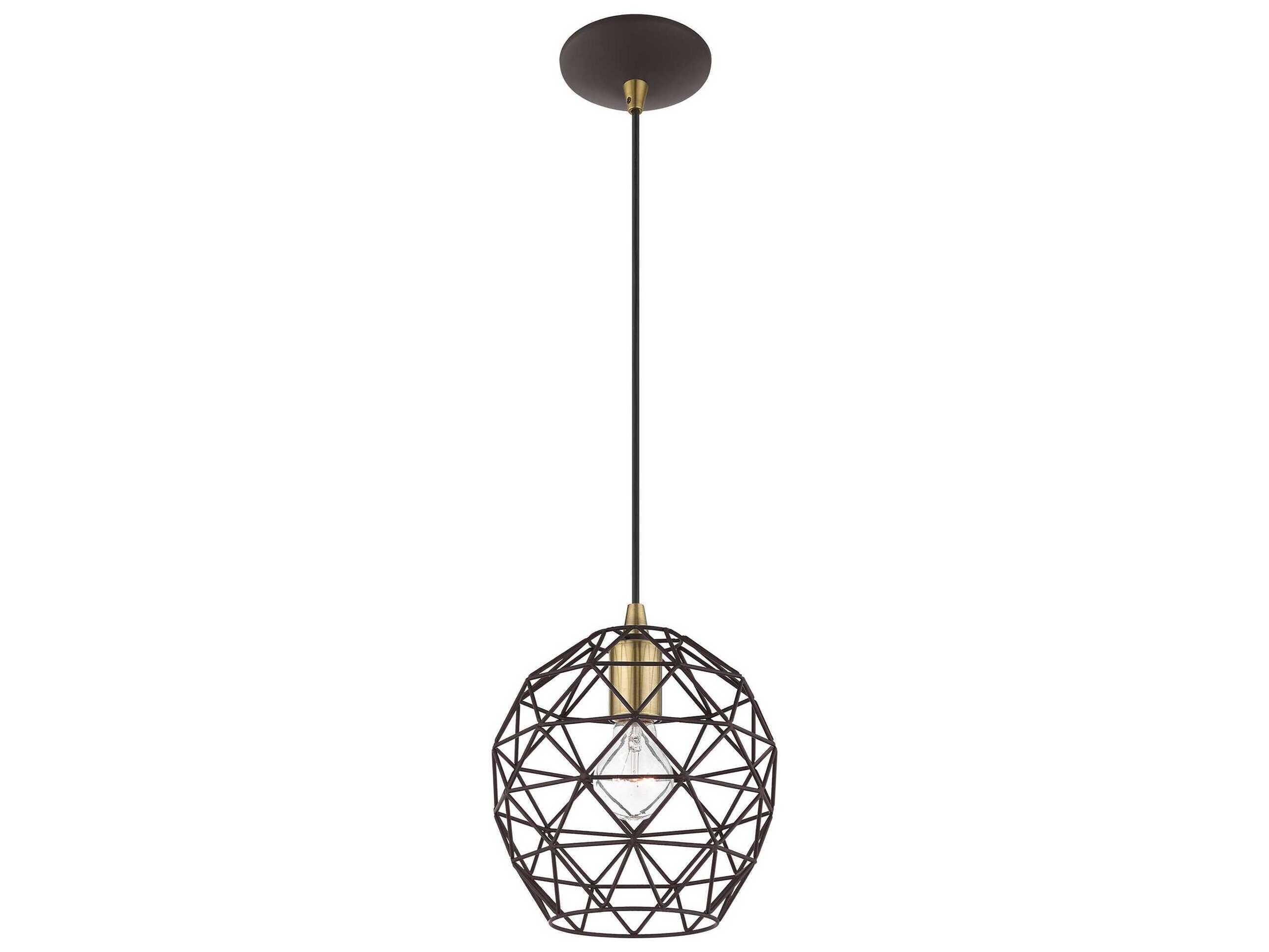 Livex Lighting Geometric 1-Light Bronze Bell Mini Pendant