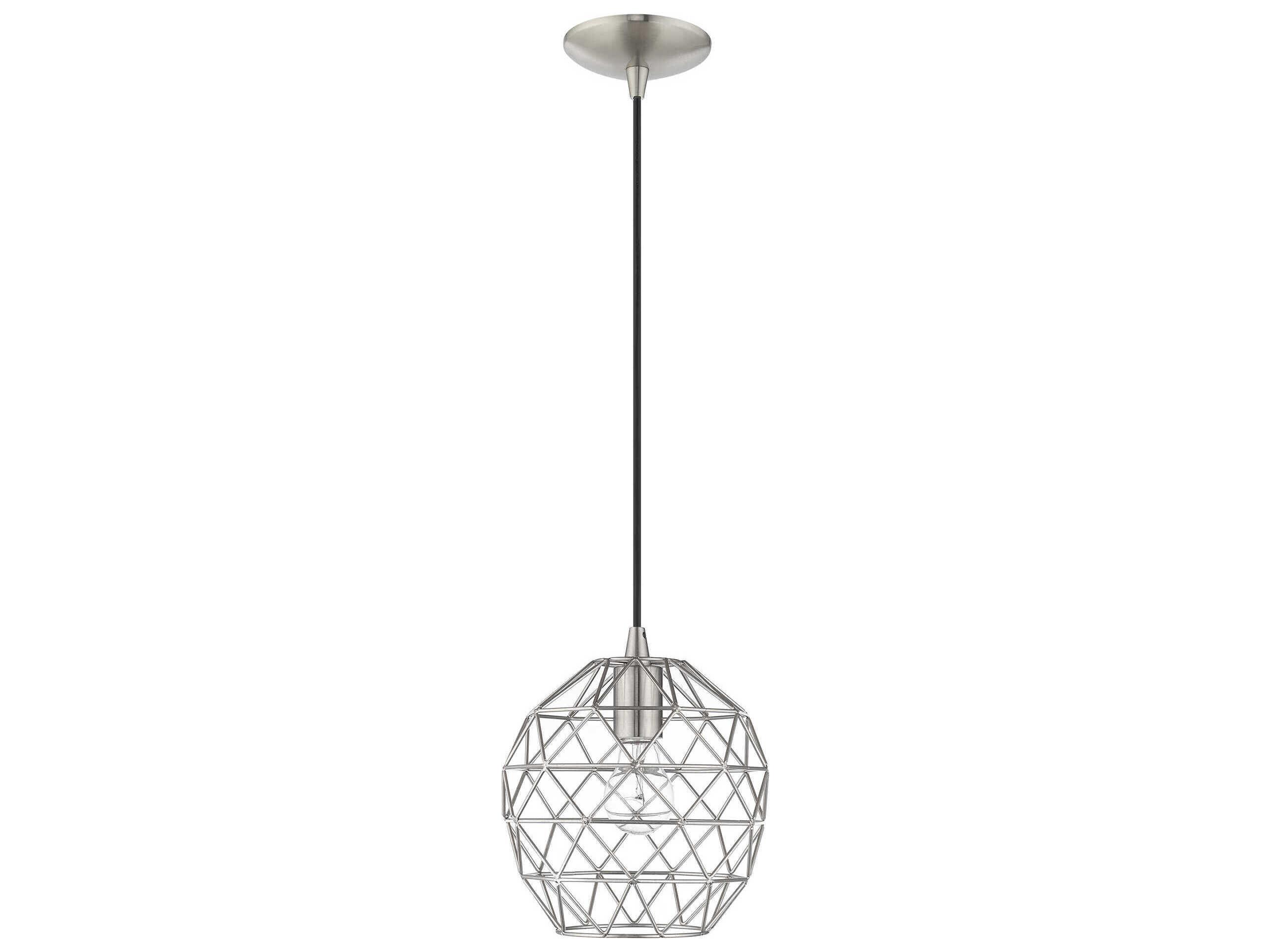 Livex Lighting Geometric 1-Light Brushed Nickel Bell Mini Pendant