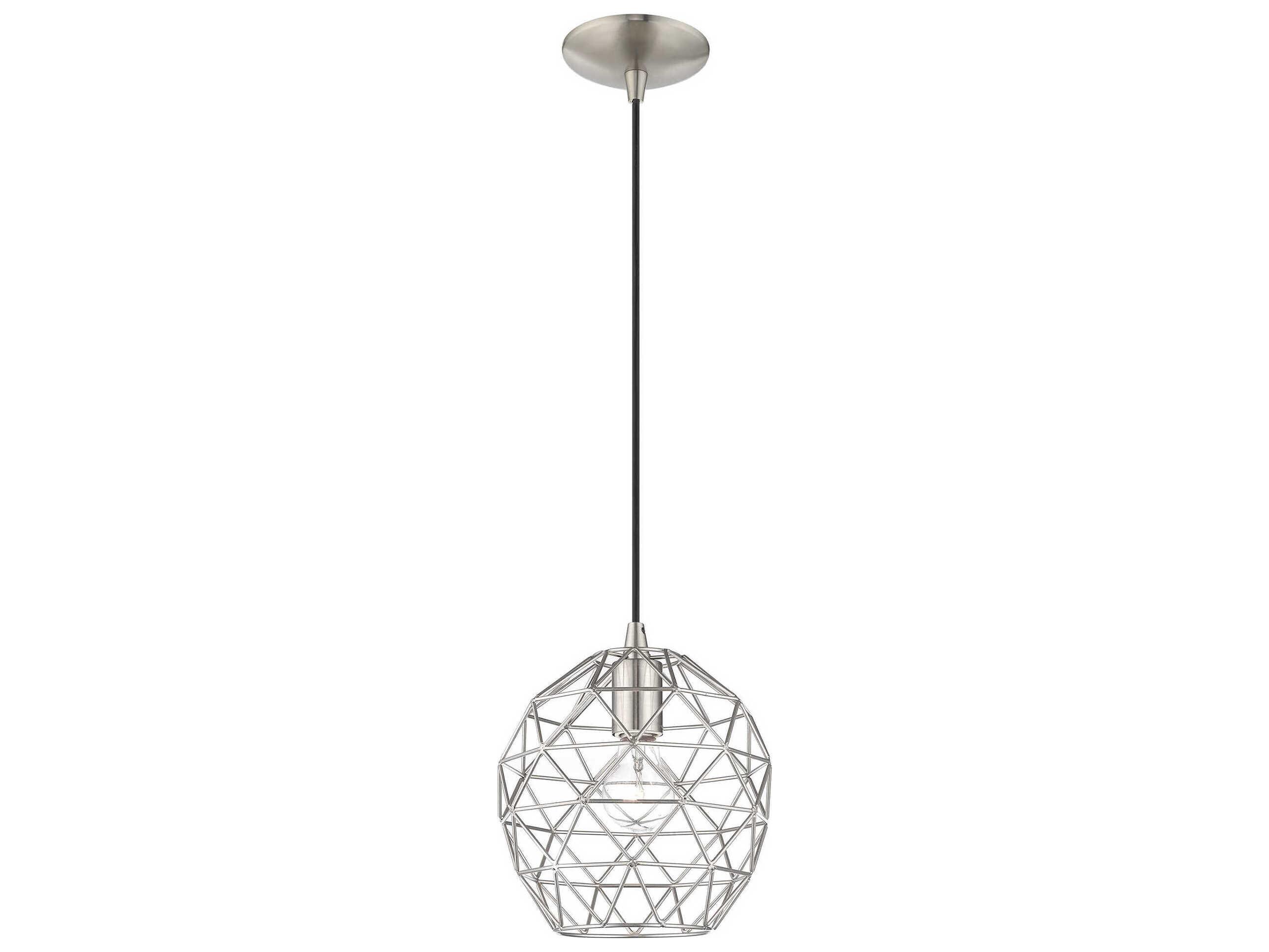 Livex Lighting Geometric 1-Light Brushed Nickel Bell Mini Pendant
