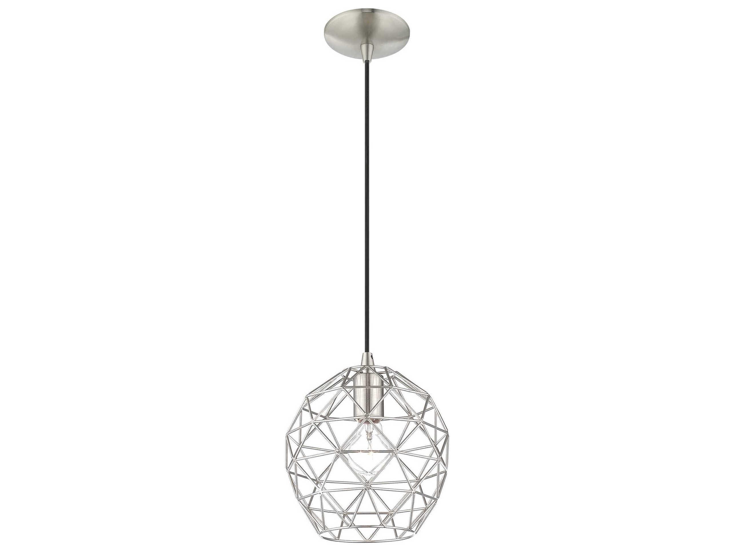 Livex Lighting Geometric 1-Light Brushed Nickel Bell Mini Pendant