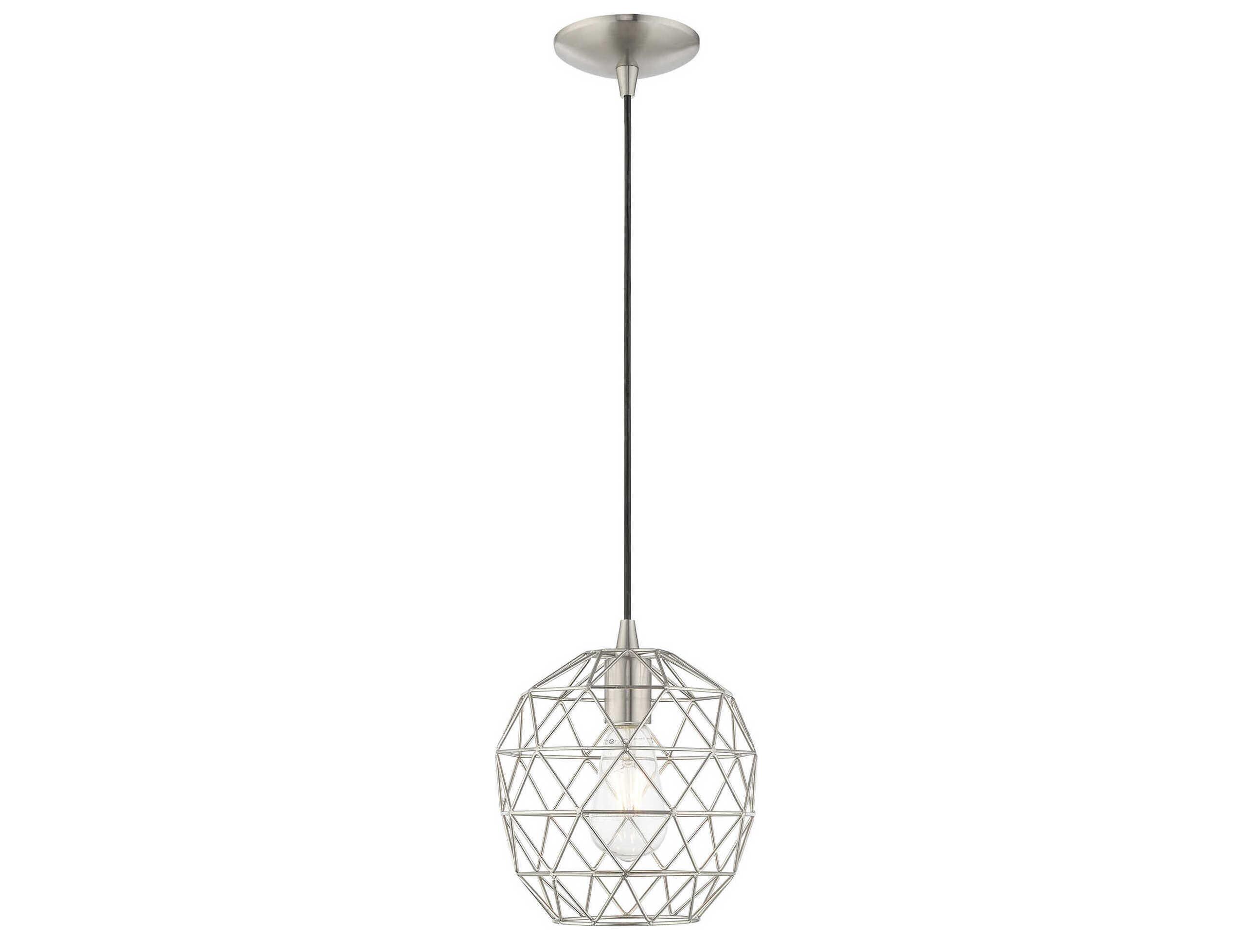 Livex Lighting Geometric 1-Light Brushed Nickel Bell Mini Pendant
