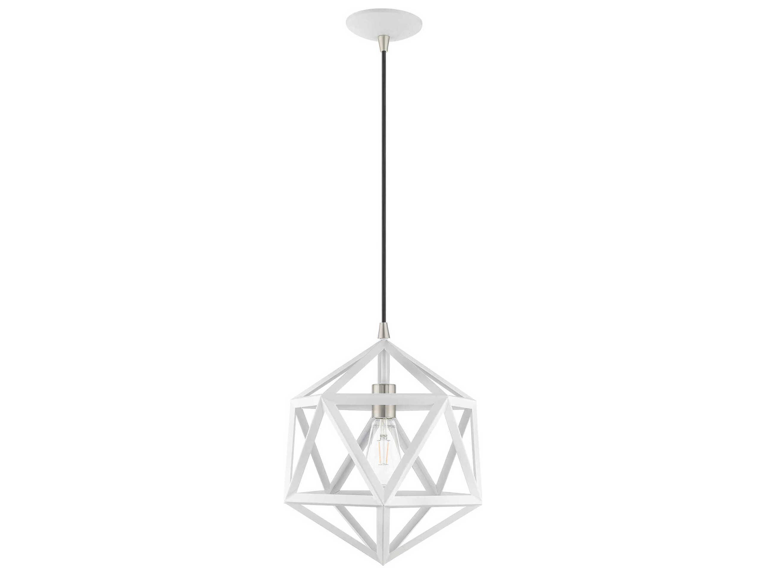 Livex Lighting Geometric 1-Light White Pendant